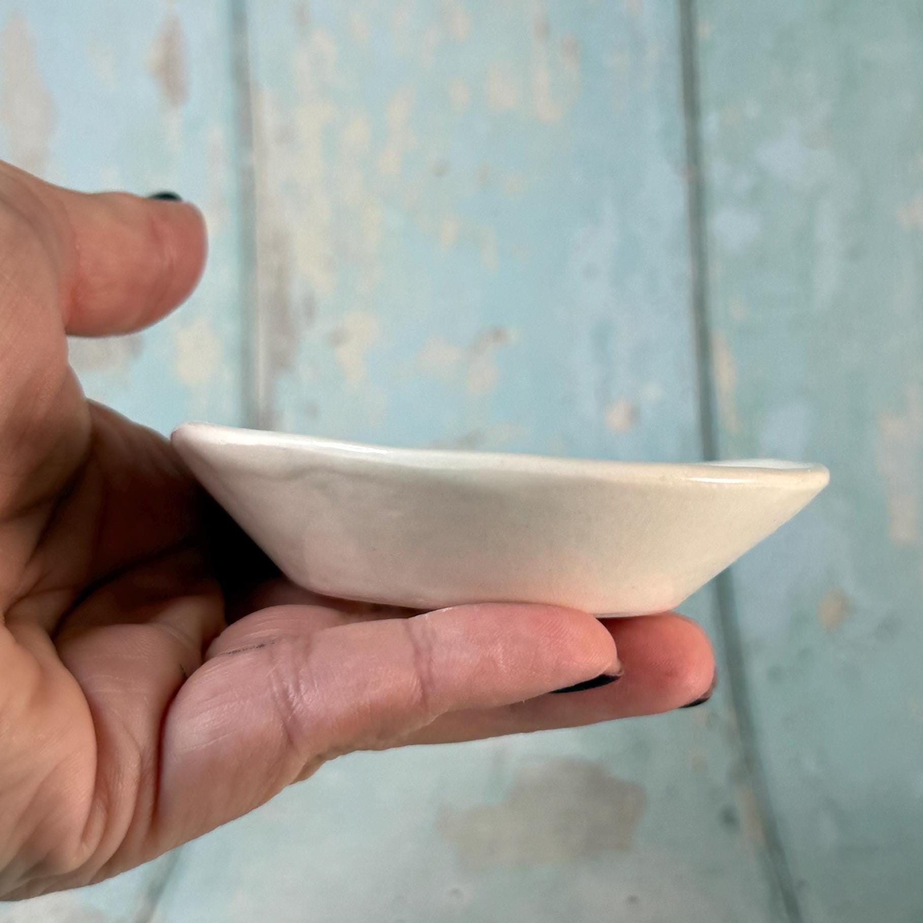 114 Small Black & White Mystical Ring Dish, Handmade Ceramic Pot