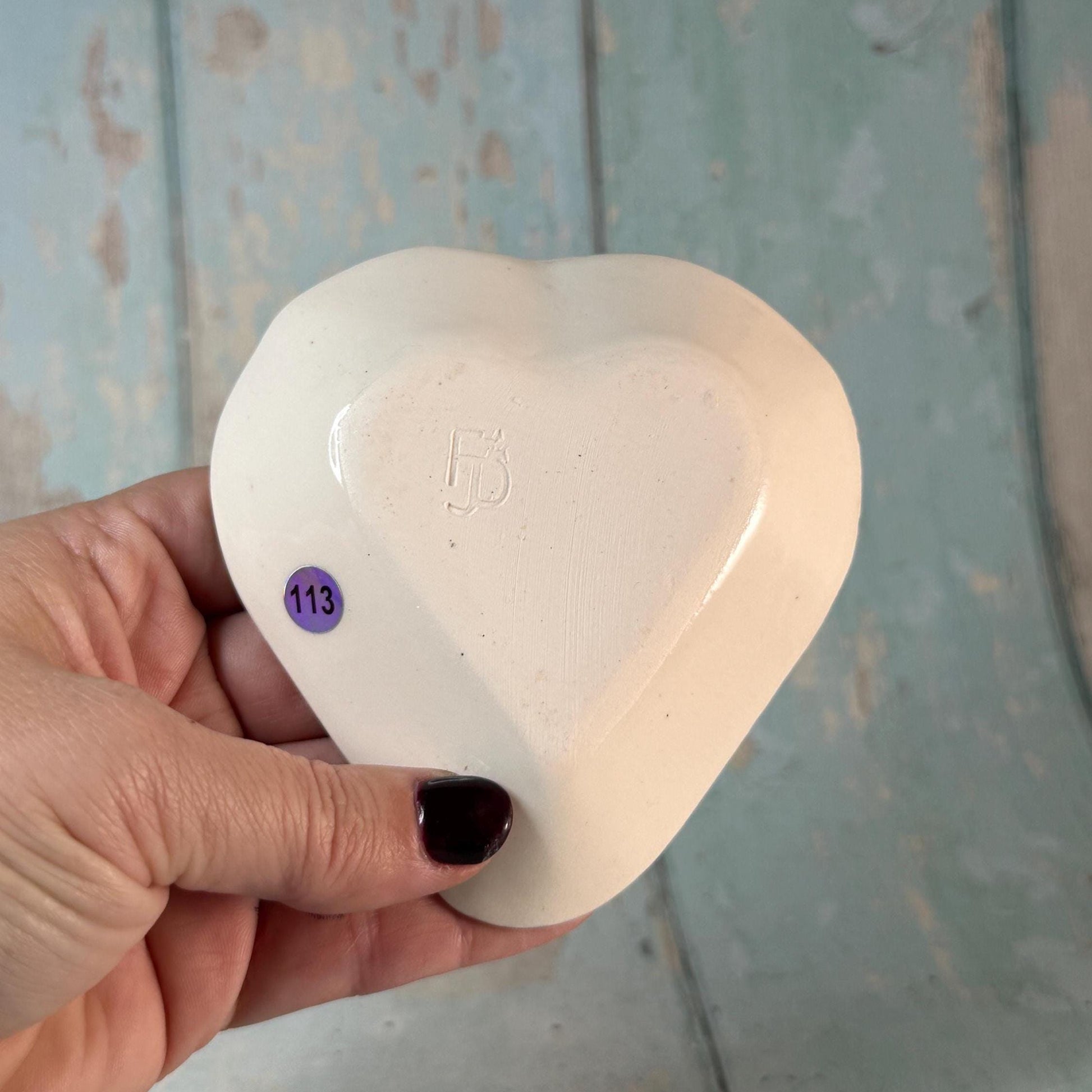 Small Black & White Heart Mandala Ring Dish, Handmade Ceramic Pot