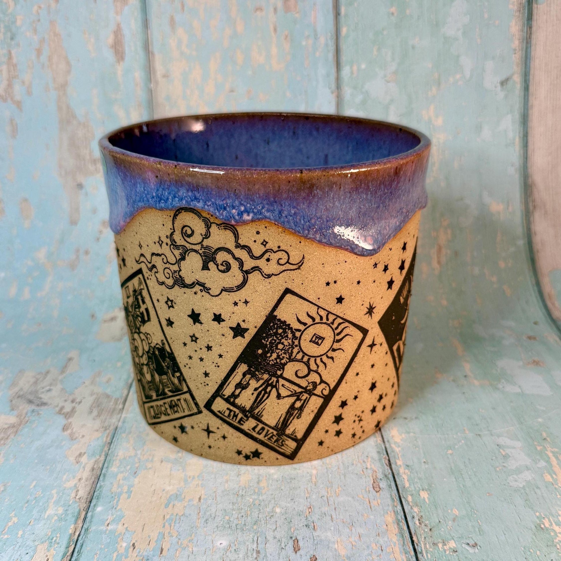 Purple Tarot Ceramic Planter, Indoor Plant Pot