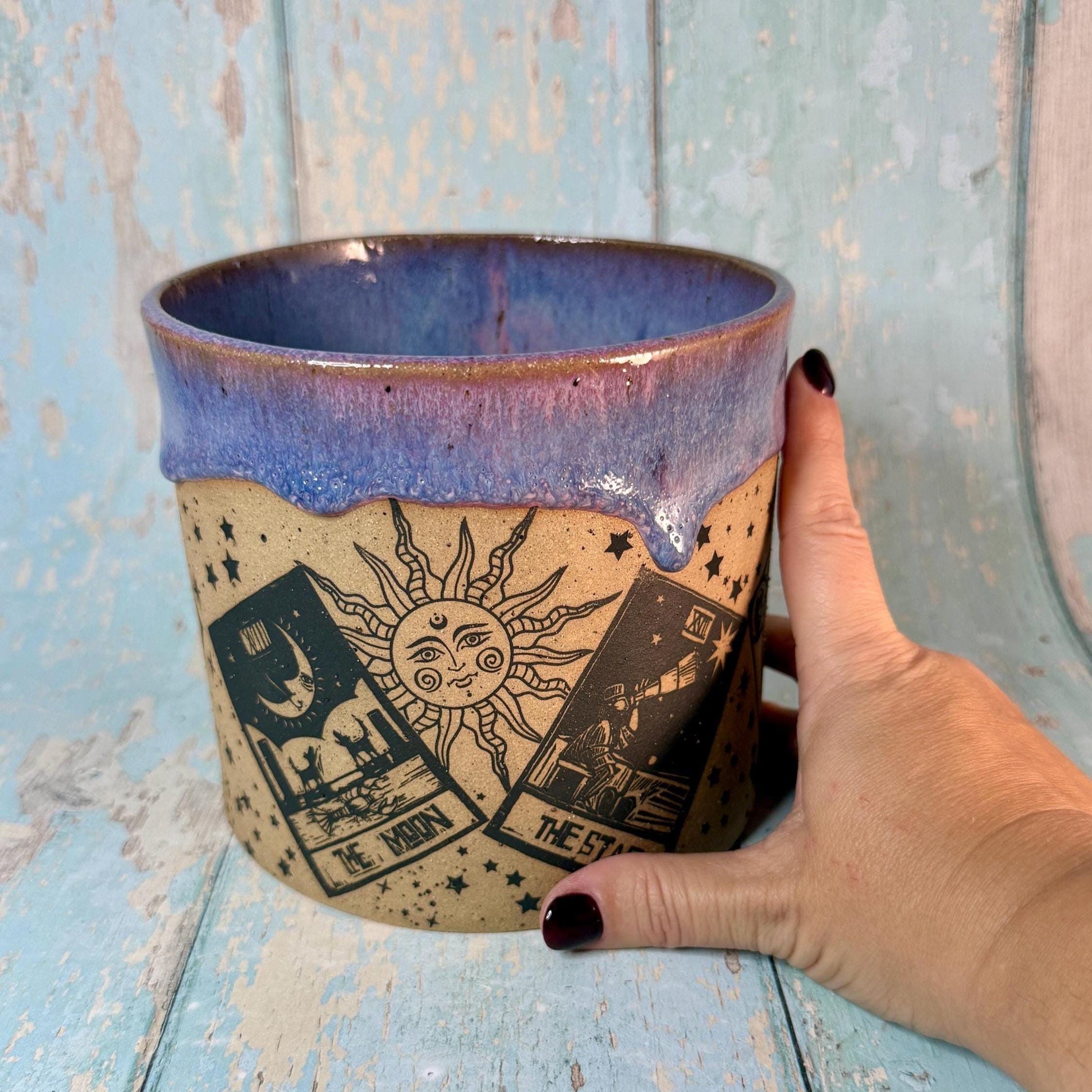 Purple Tarot Ceramic Planter, Indoor Plant Pot
