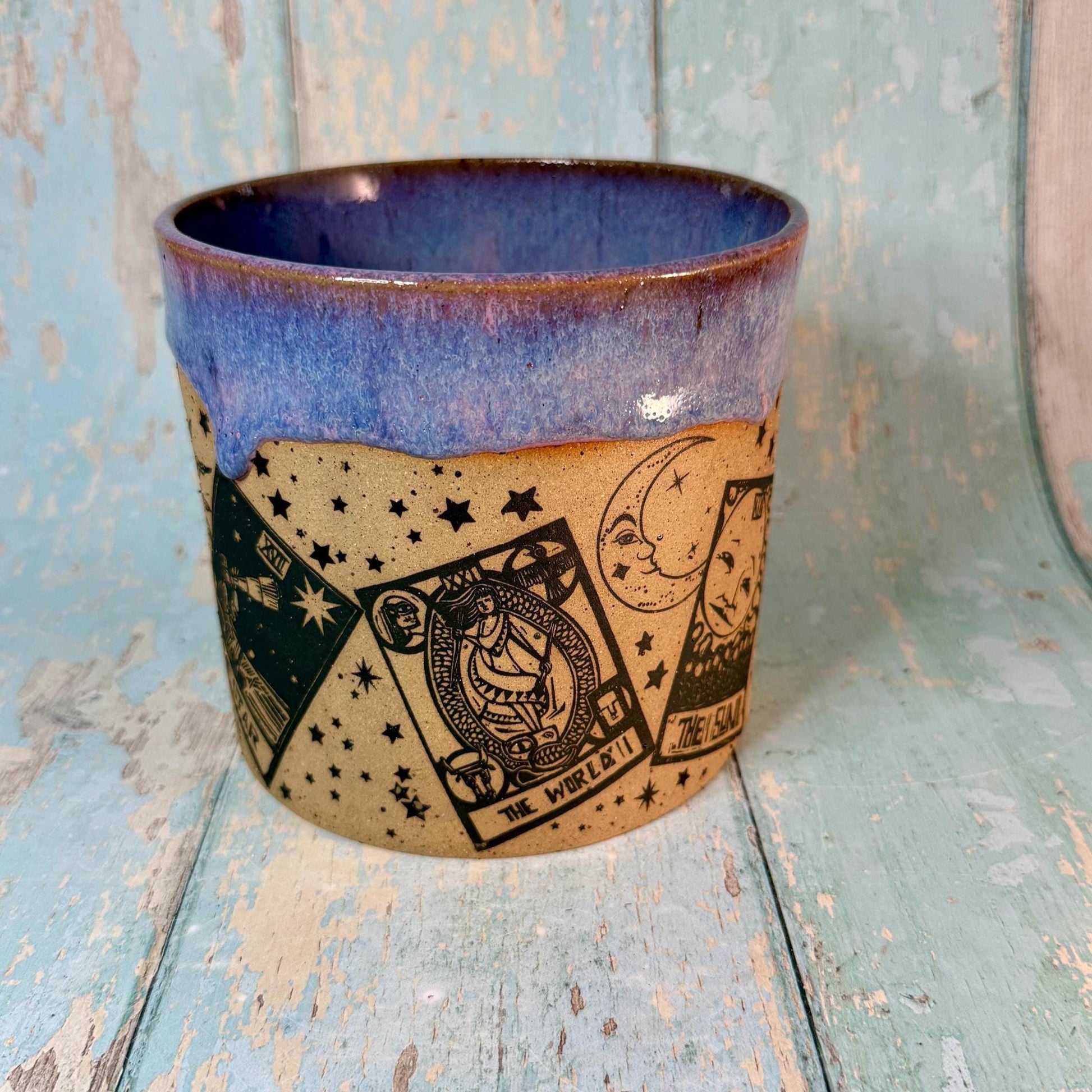 Purple Tarot Ceramic Planter, Indoor Plant Pot