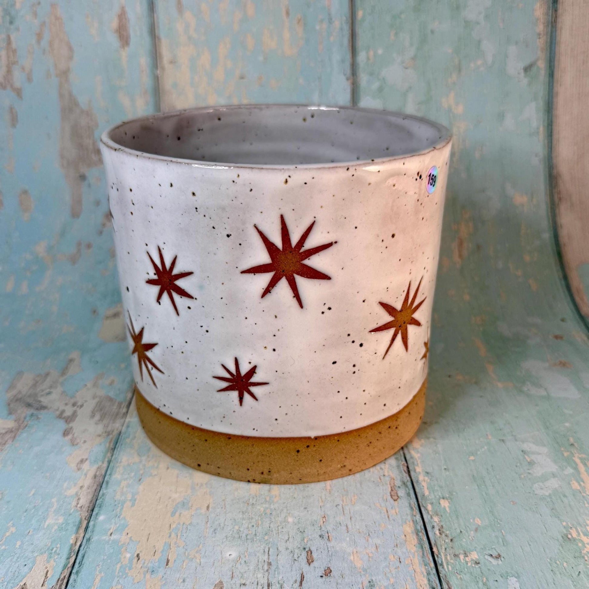 White Moon and Star Planter, Ceramic Plant Pot