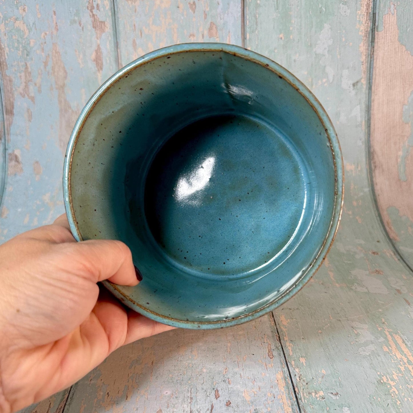 Turquoise Christmas Snowflake Ceramic Planter, Indoor Plant Pot