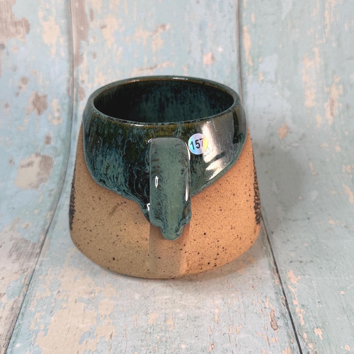 Green Christmas Tree Mug, Handmade Ceramic Cup