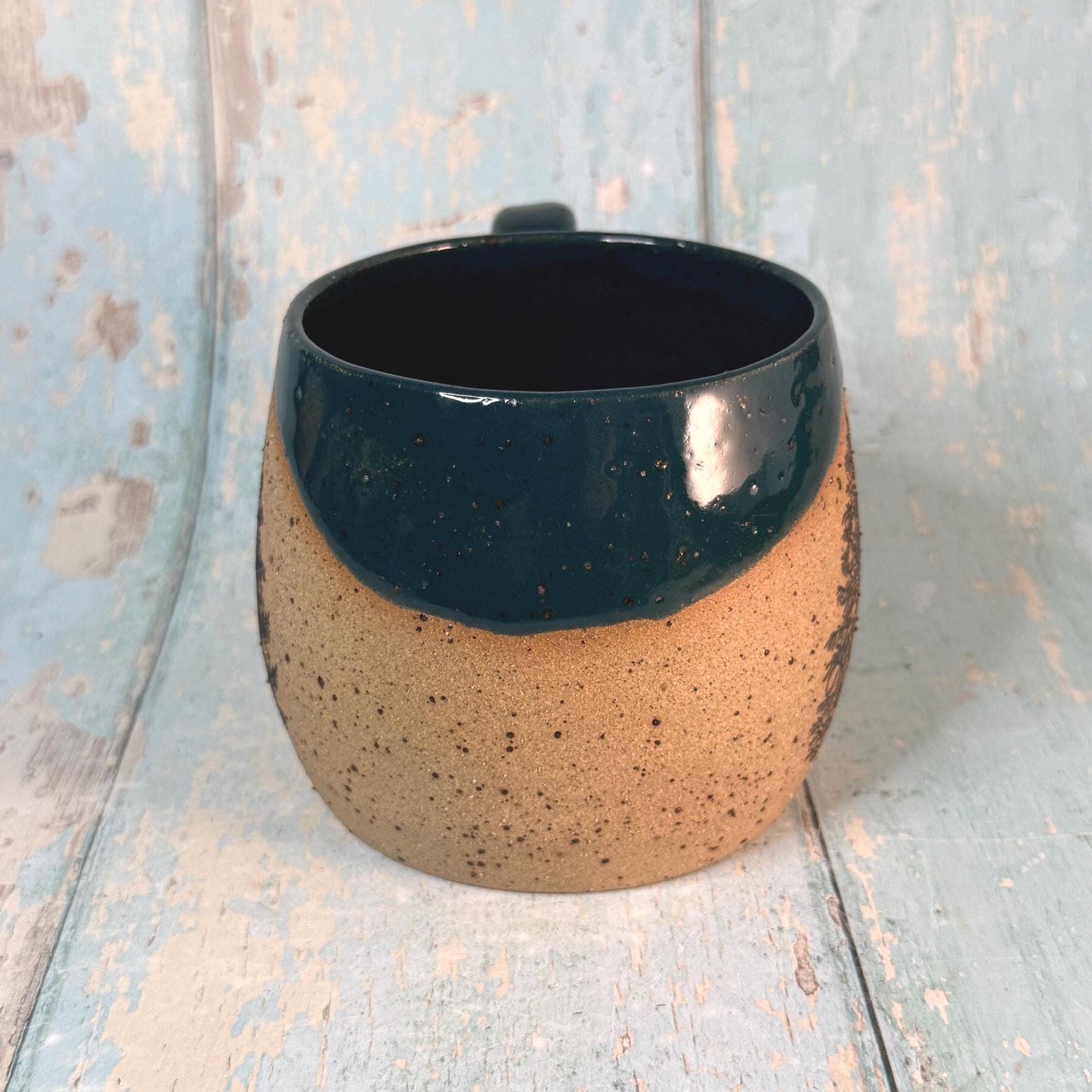 Green Christmas Tree Mug, Handmade Ceramic Cup