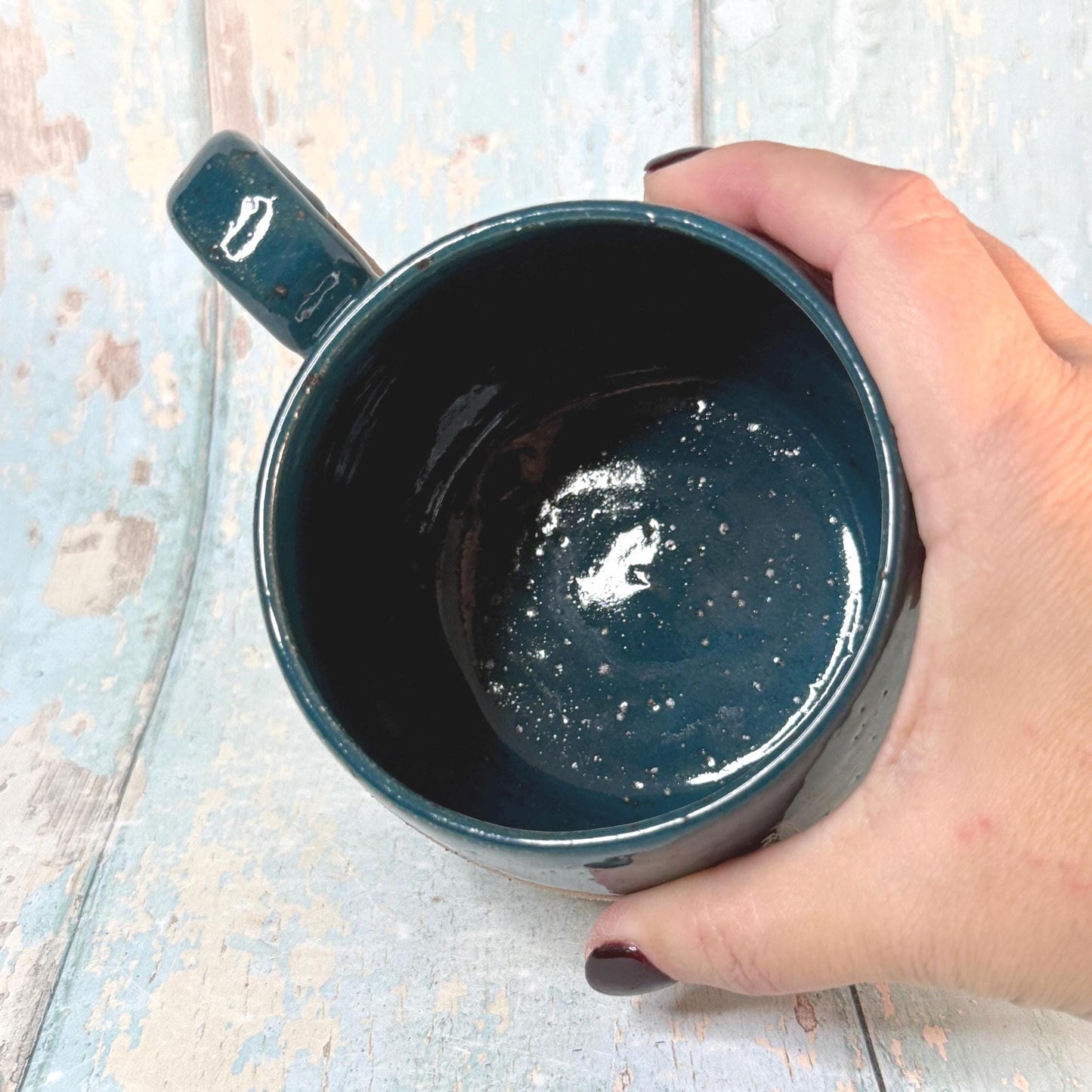 Green Christmas Tree Mug, Handmade Ceramic Cup