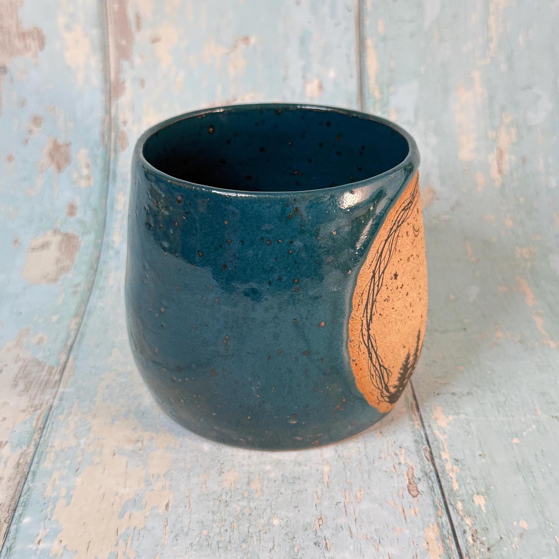 Green Christmas Tree Mug, Handmade Ceramic Cup