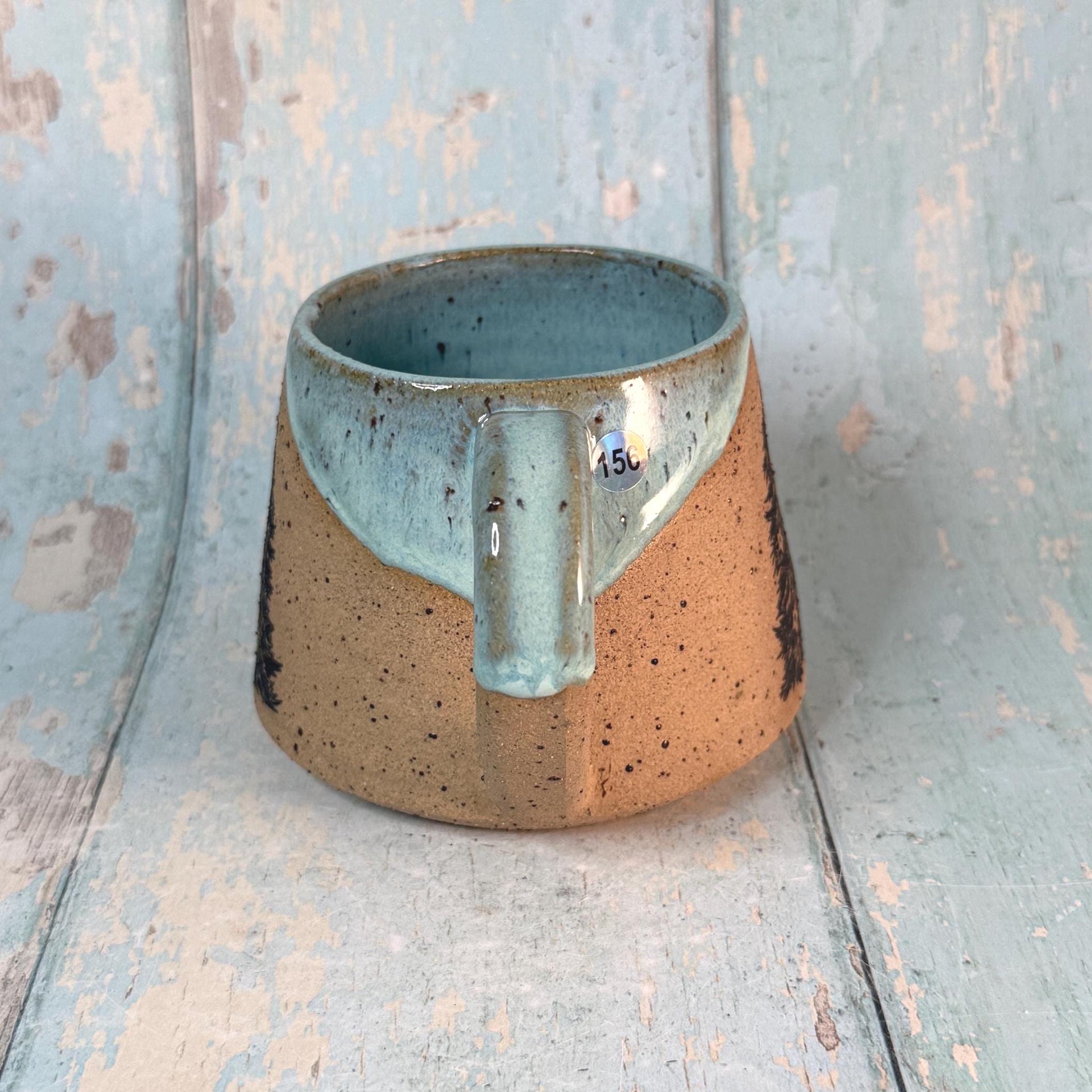 Green Christmas Tree Mug, Handmade Ceramic Cup