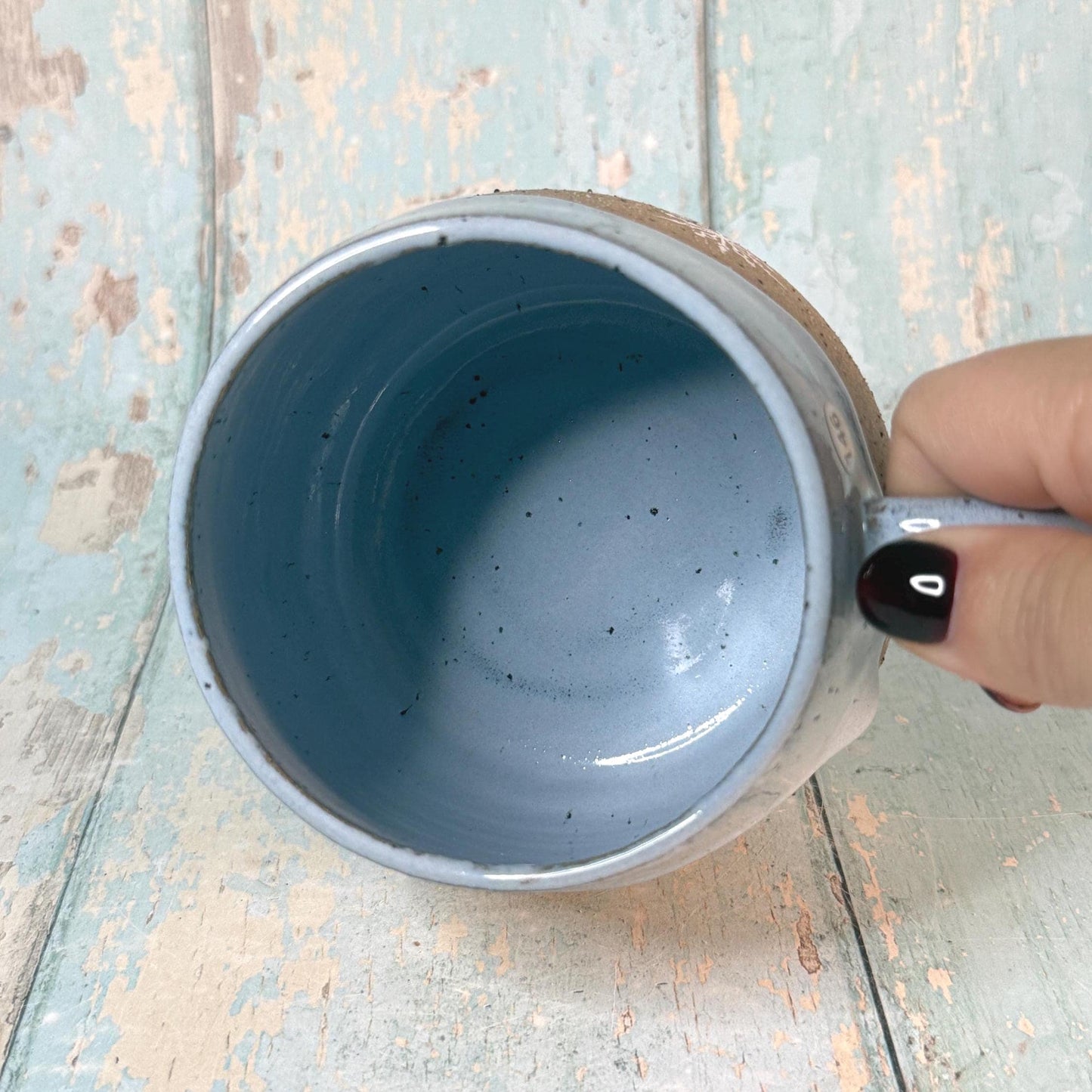 Blue Christmas Snowflake Mug, Handmade Ceramic Cup