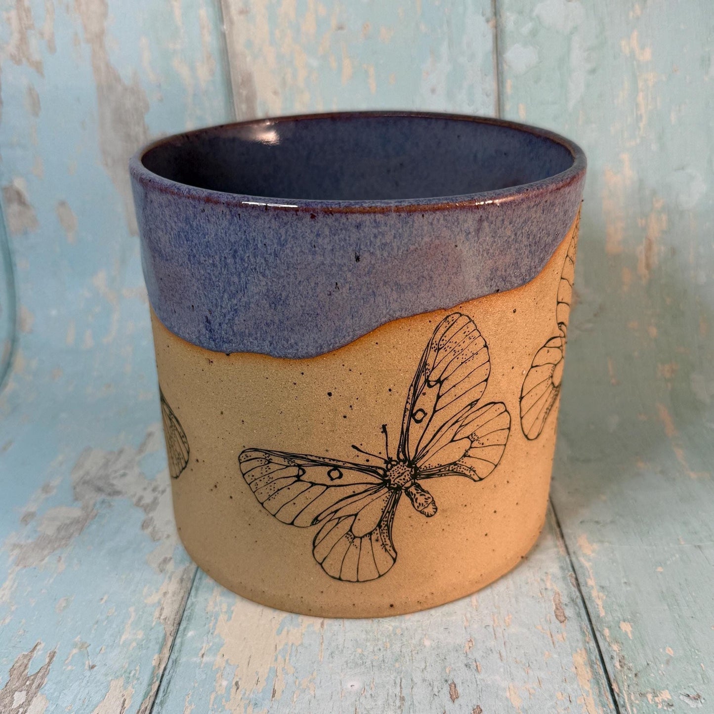 Purple Butterfly Ceramic Planter, Indoor Plant Pot