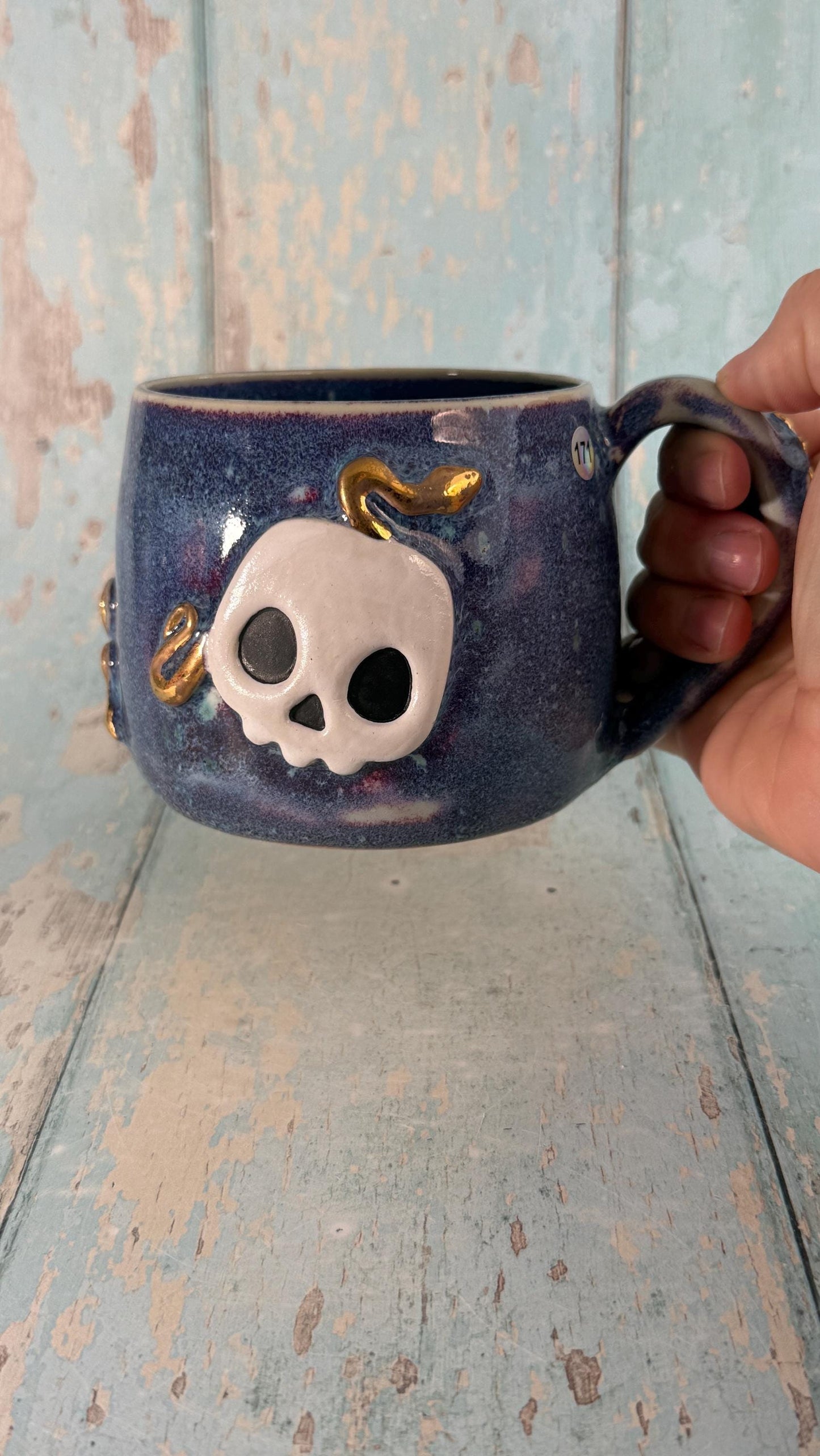 Skull and Snake Mug, Handmade Ceramic Cup