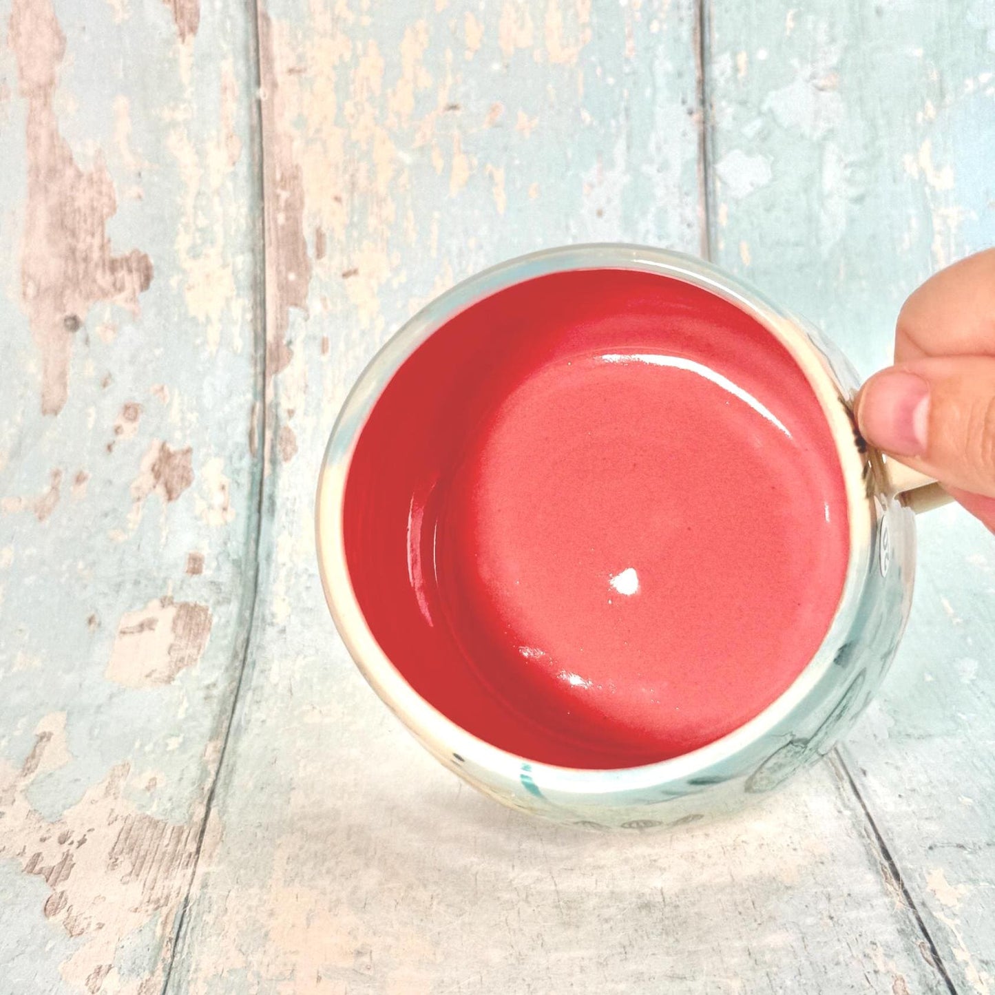 Blue Collage Mug, Handmade Ceramic Cup