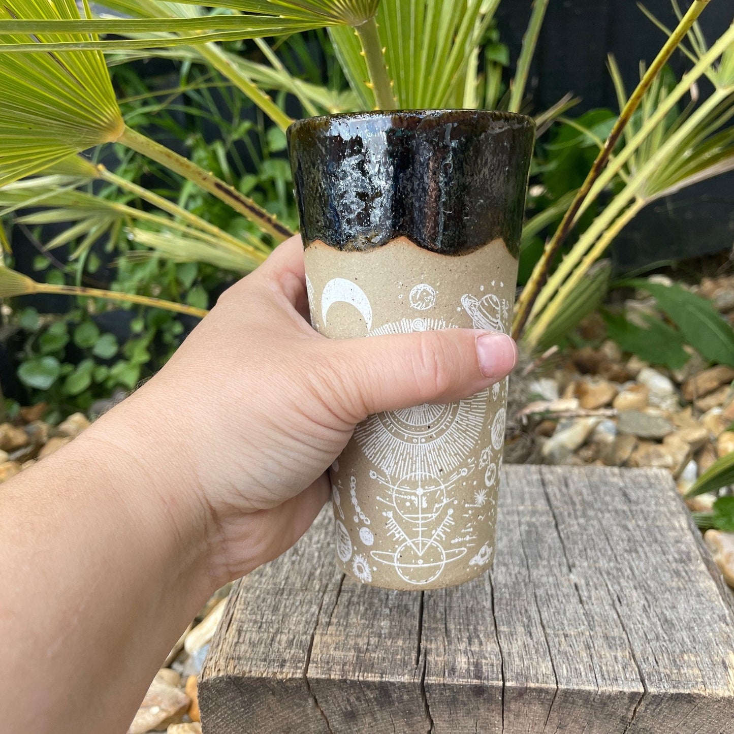 Large Space Ceramic Tumbler, Whimsy Goth, Handmade Modern Cup - FJD Ceramics