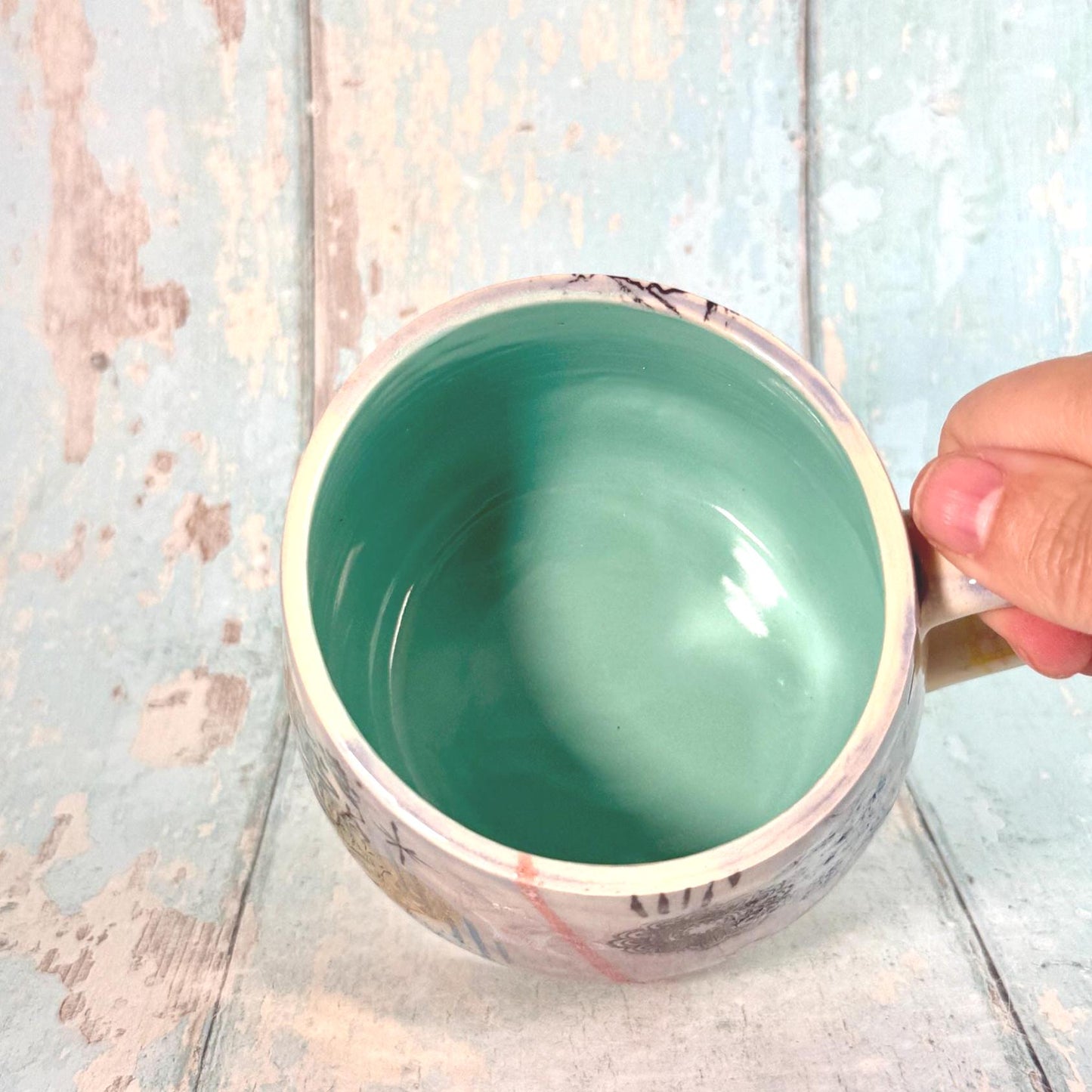 Lavender Collage Mug, Handmade Ceramic Cup - FJD Ceramics