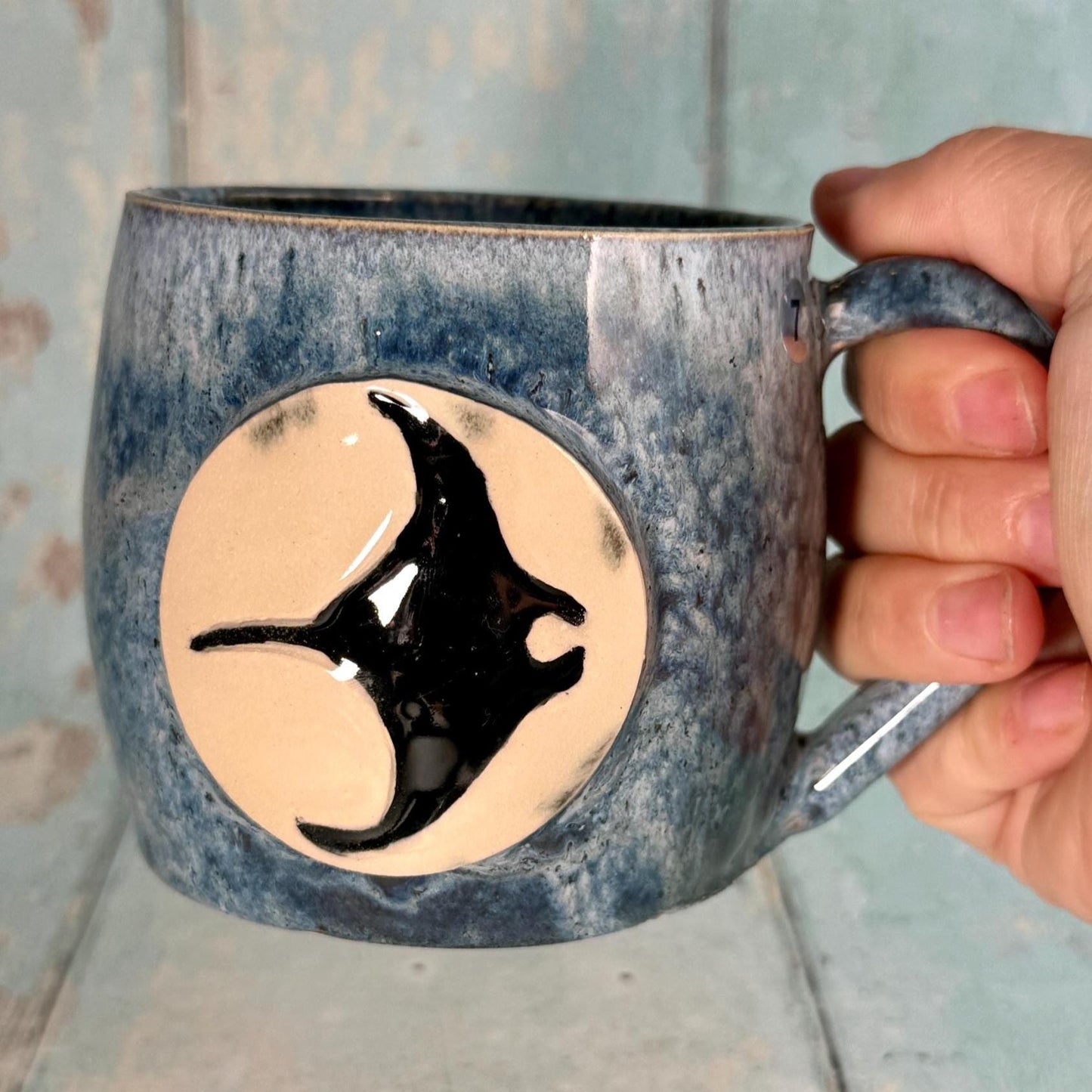 Manta Ray Mug, Large Ceramic Cup - FJD Ceramics