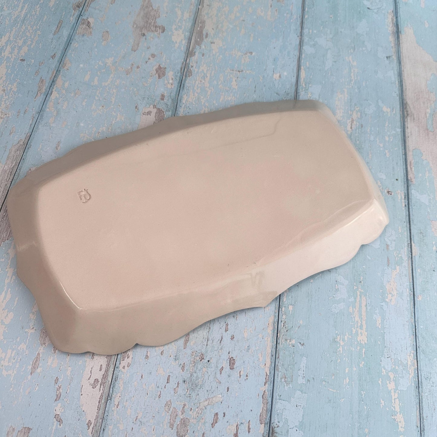 Orange and Yellow Green Citrus Platter, Large Handmade Rectangle Ceramic Plate - FJD Ceramics