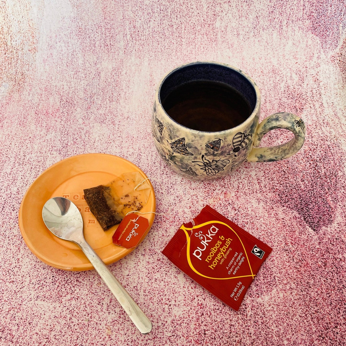 Orange Ceramic Dish, Tea Bag Holder - FJD Ceramics