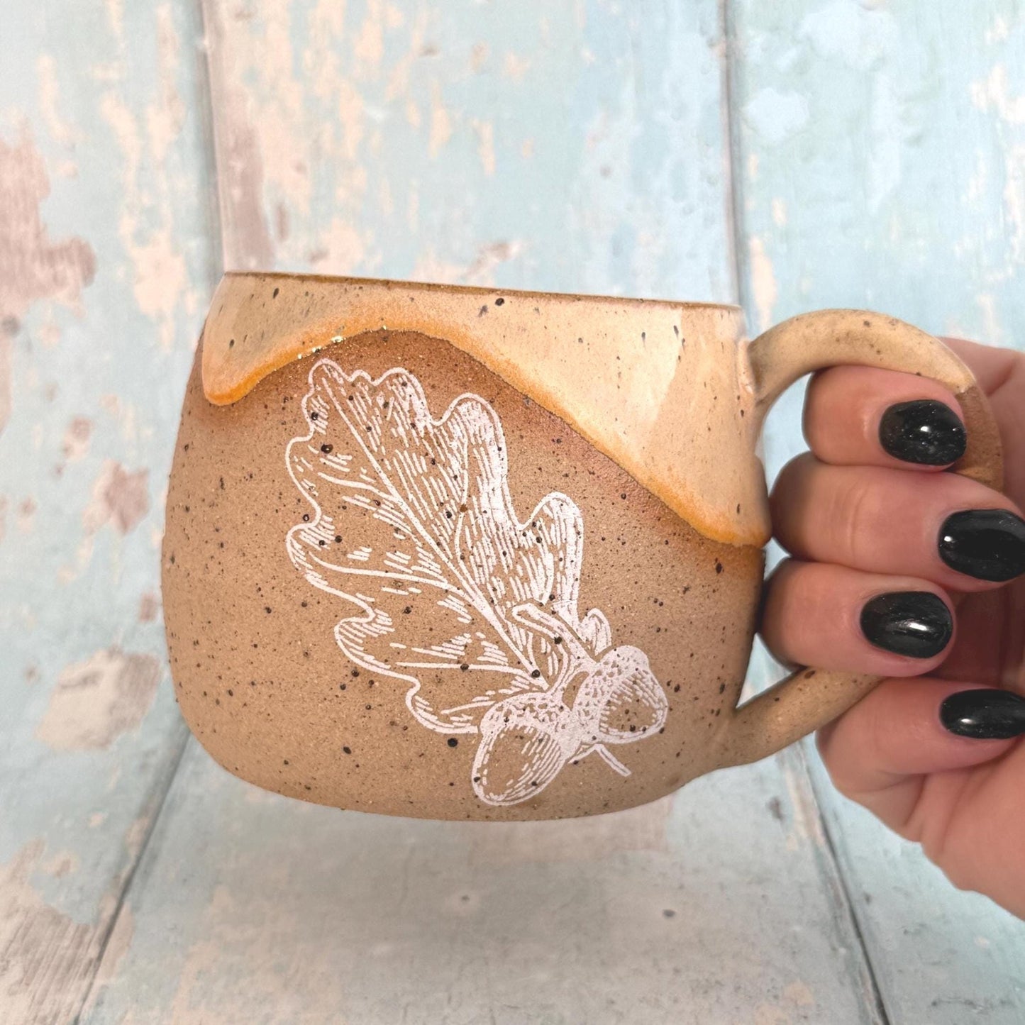 Peach Autumn Fall Mug, Large Ceramic Cup - FJD Ceramics
