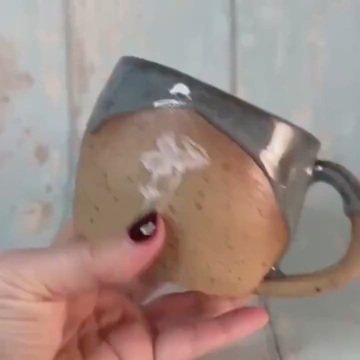 Grey Mushroom Mug, Fungi Ceramic Cup
