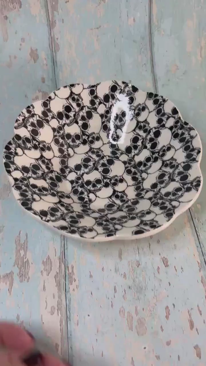 Black and White Skull Bowl