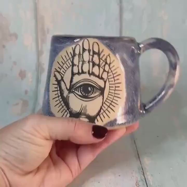 Purple Mystical Mug, Handmade Ceramic Cup - Second