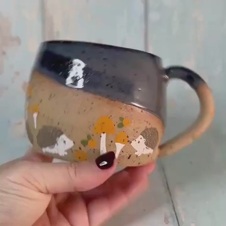 Grey Hedgehog Mug, Large Ceramic Cup