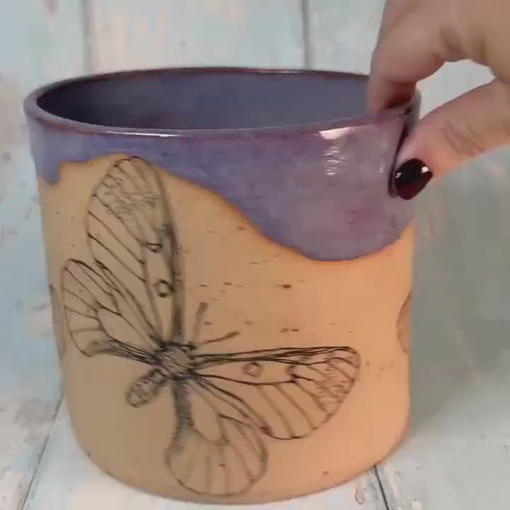 Purple Tarot Ceramic Planter, Indoor Plant Pot
