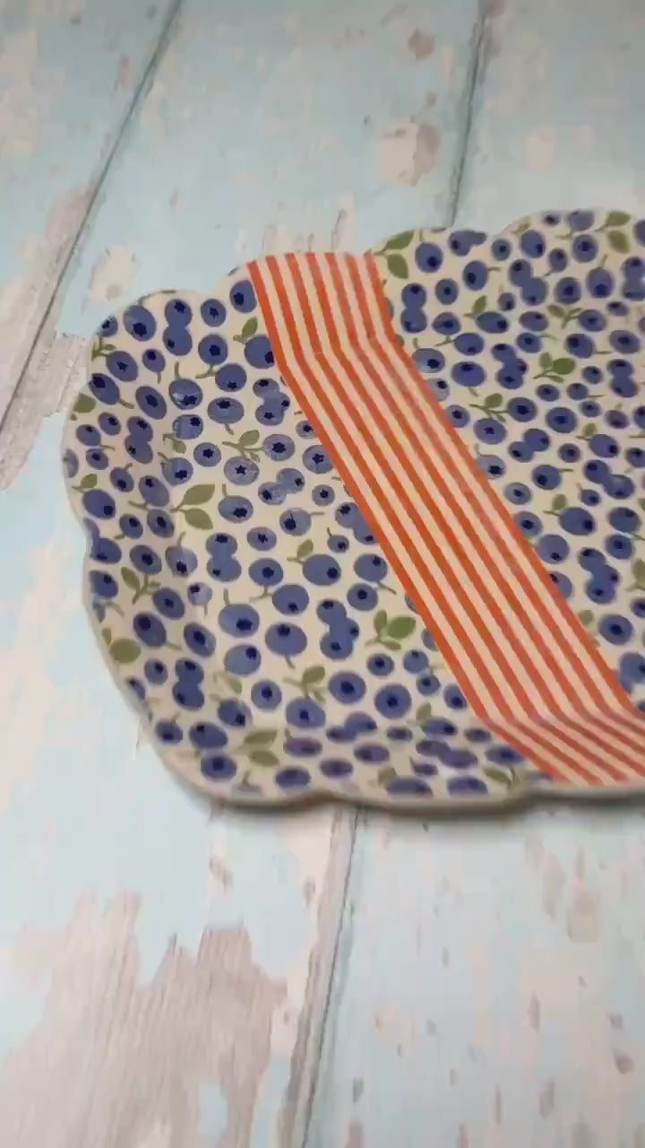 Blueberry Platter, Large Handmade Rectangle Ceramic Plate