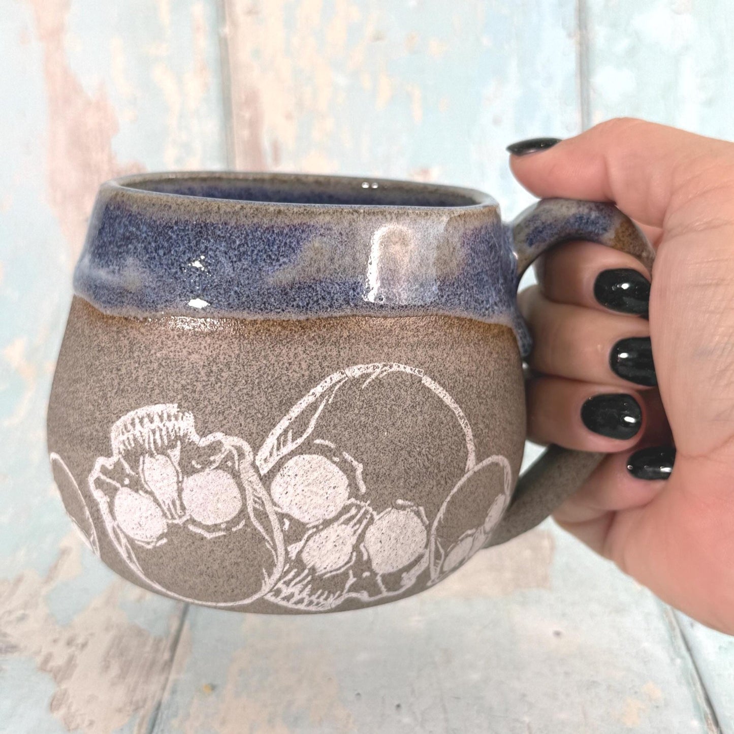 Purple Skull Mug, Handmade Ceramic Cup - FJD Ceramics