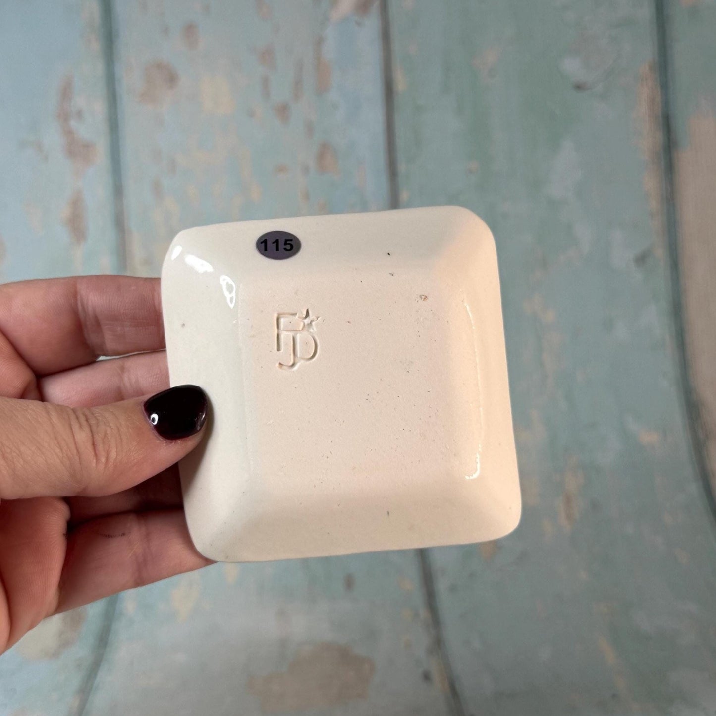 Small Black & White Sun and Moon Ring Dish, Handmade Square Ceramic Pot - FJD Ceramics