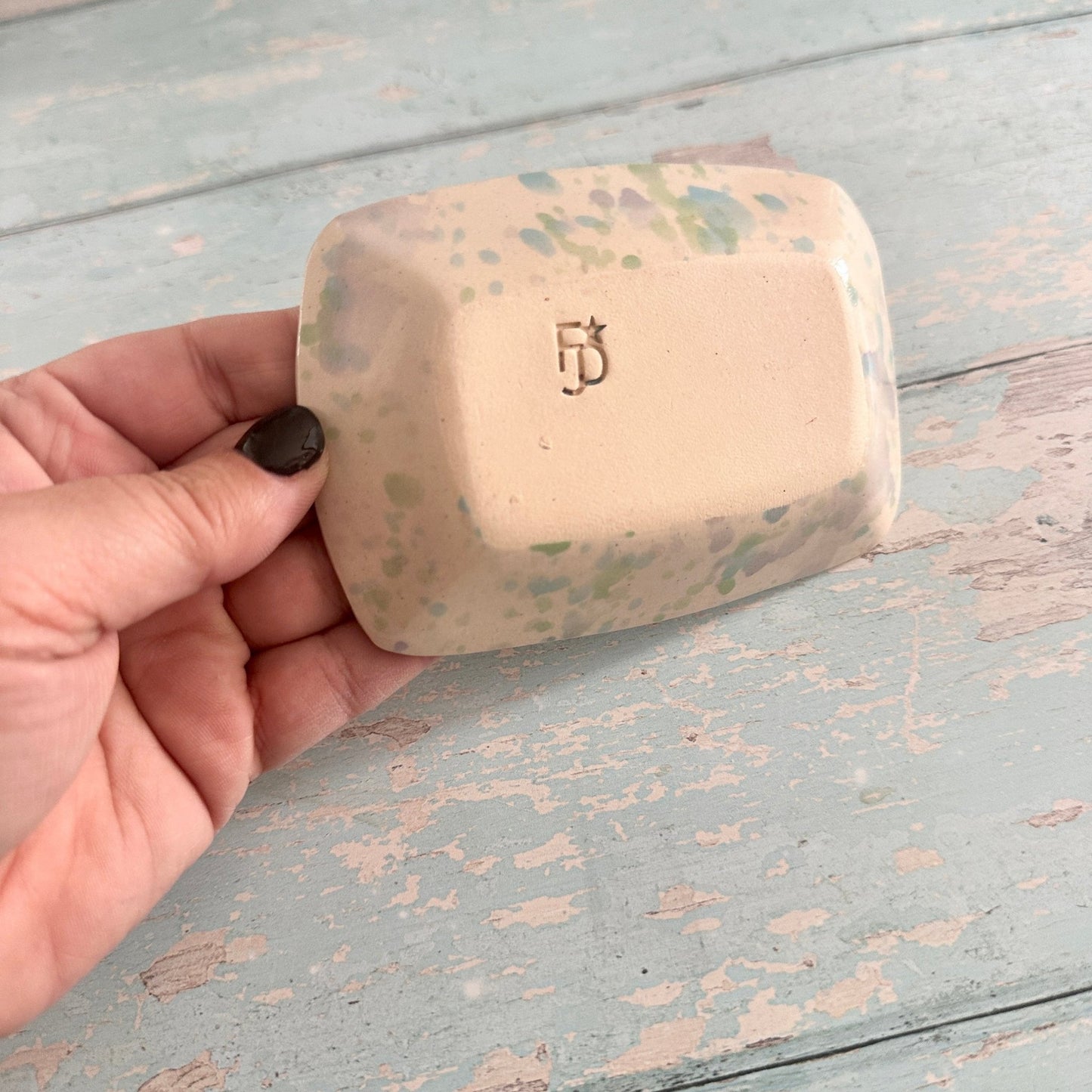 Small Pink and Gold Beetle Ring Dish, Handmade Ceramic Pot - FJD Ceramics