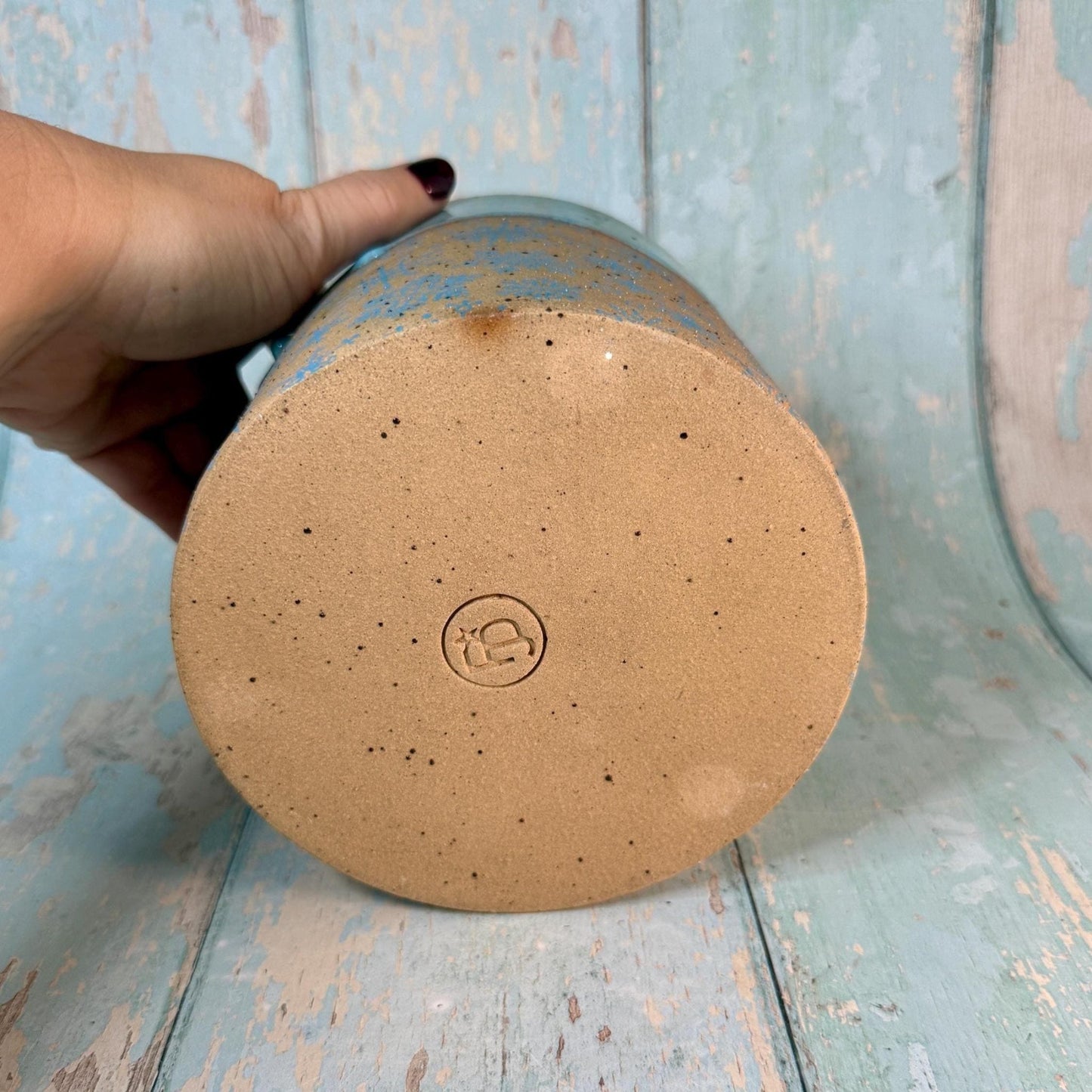 Turquoise Christmas Snowflake Ceramic Planter, Indoor Plant Pot - FJD Ceramics