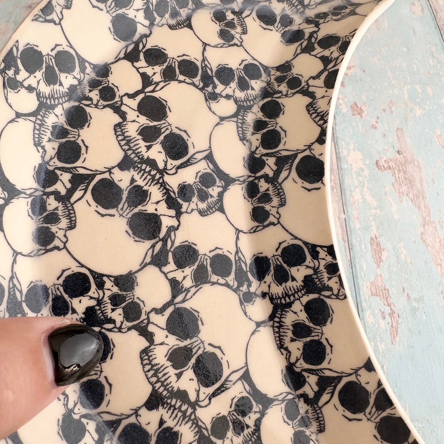 Ceramic Skull Moon Dish, Handmade Bedroom Tray