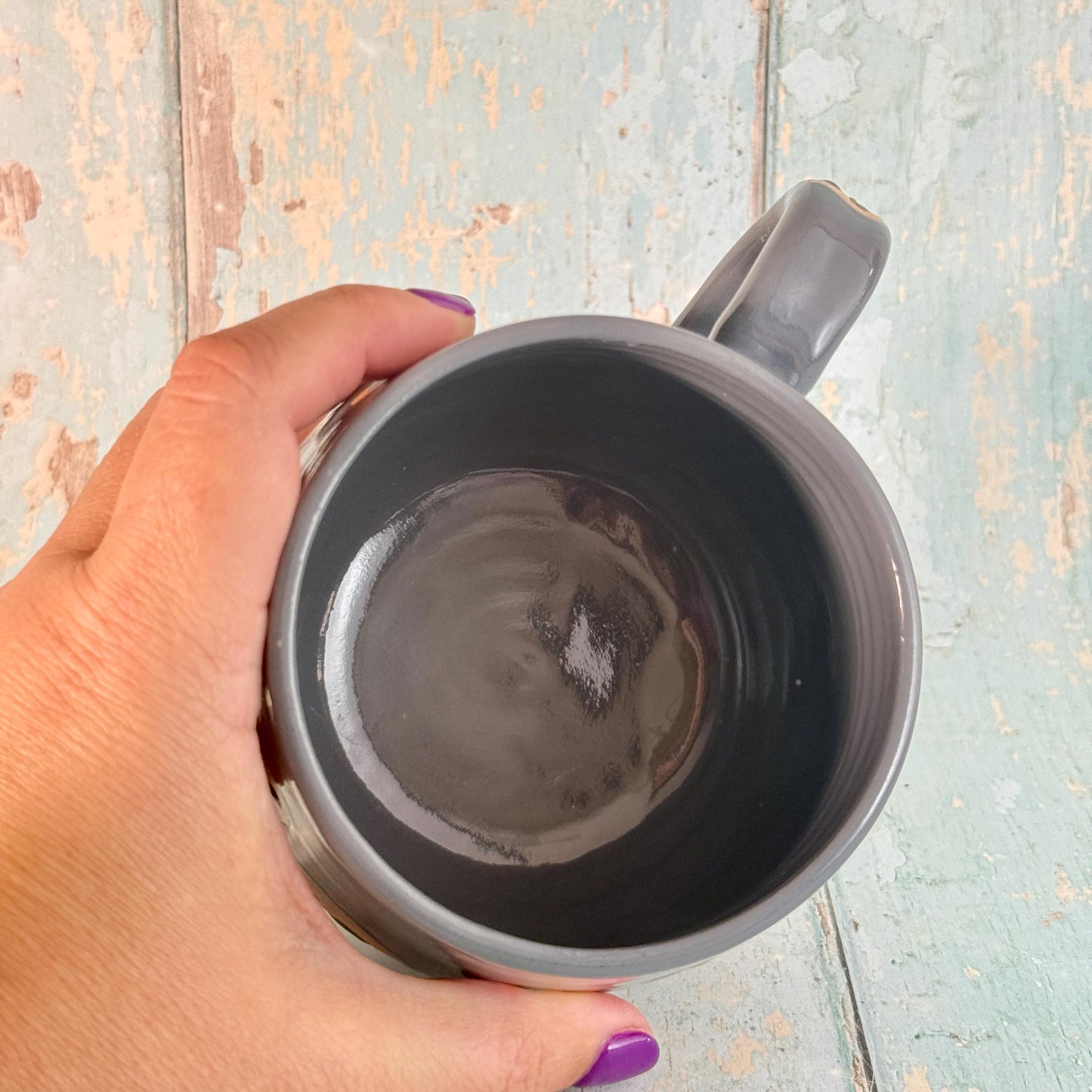 Grey Skull Mug, Handmade Ceramic Cup, Spooky Halloween Mug