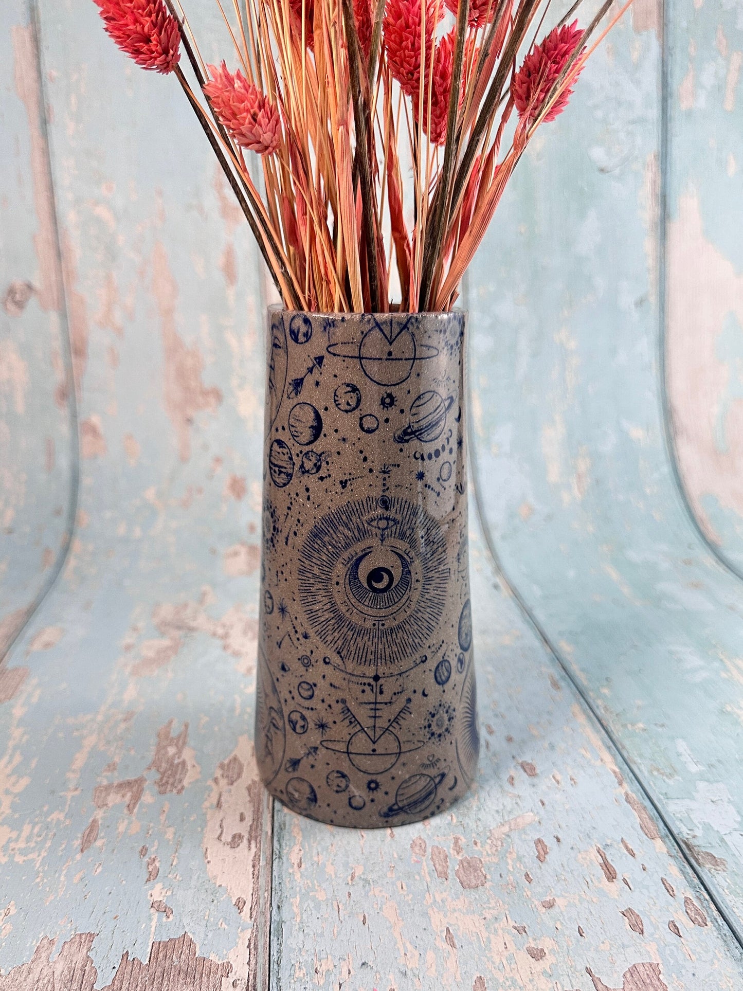 Grey Space Ceramic Vase, Handmade Modern Pottery