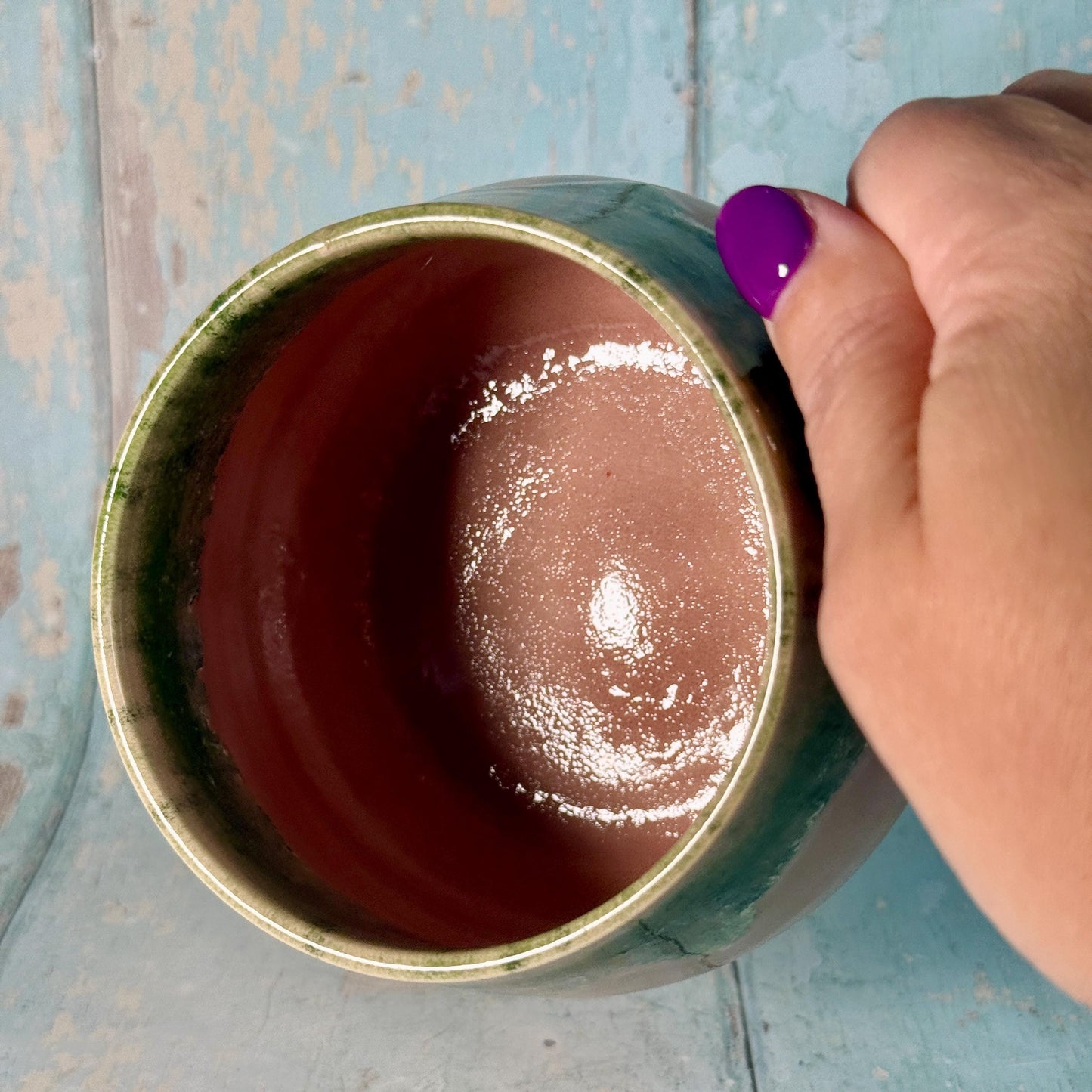 Ceramic Watermelon Mug, Large Pink and Green Cup - Second