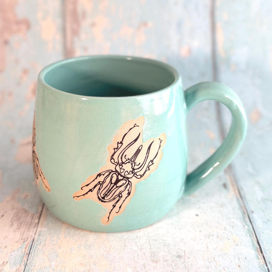 Turquoise Beetle Mug, Large Ceramic Cup