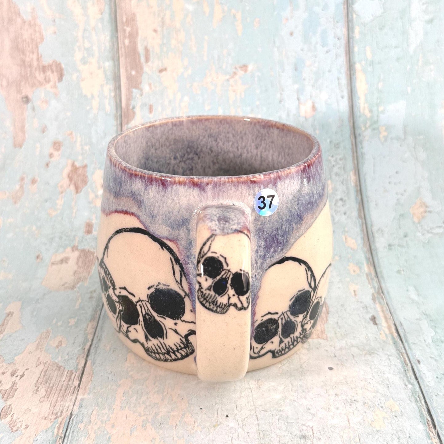 Purple Skull Mug, Handmade Ceramic Cup