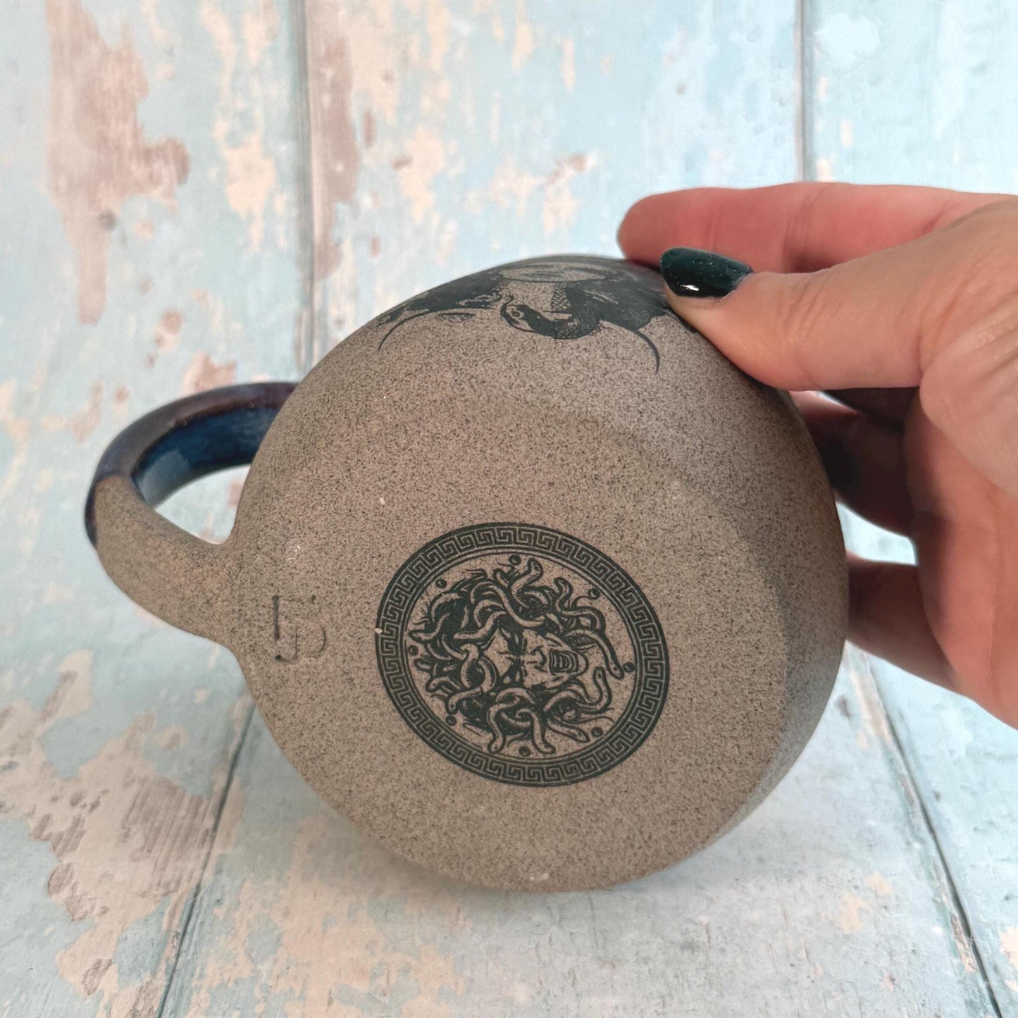 Purple Medusa Mug, Large Flower Ceramic Cup