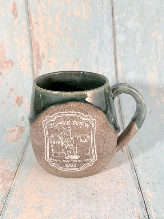 Green Zombie Brew Label Mug Halloween Spooky Season Cup