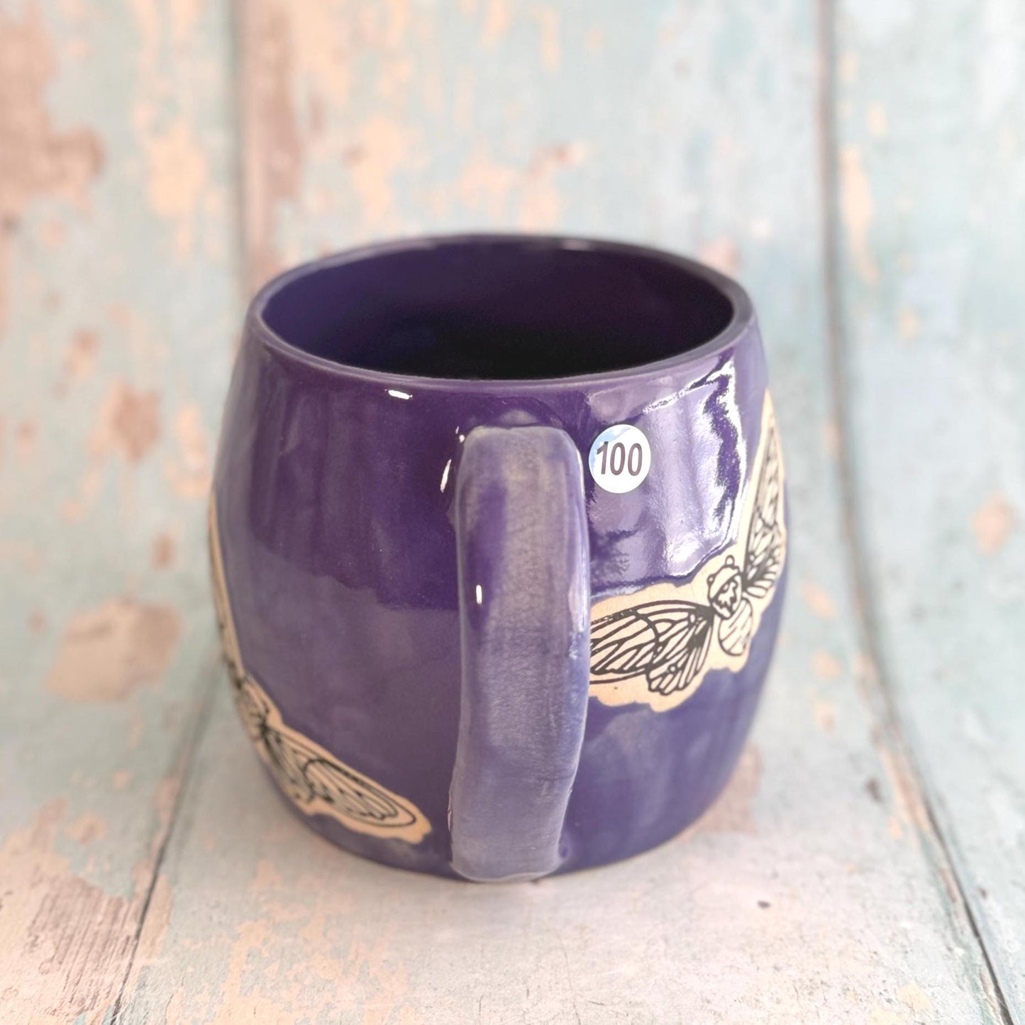 Purple Cicadas Mug, Large Ceramic Cup