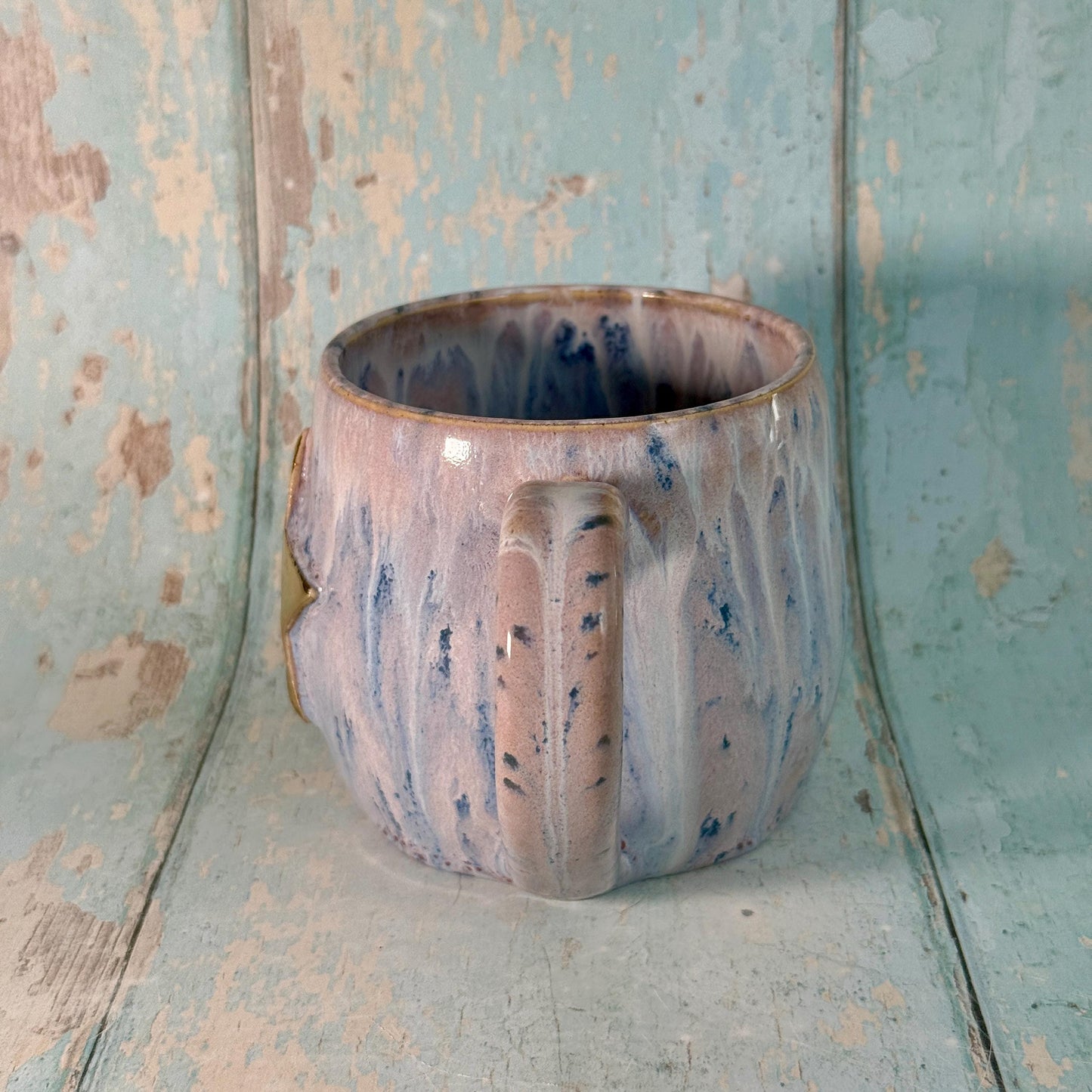 Purple Gold Star Mug, Handmade Ceramic Mug