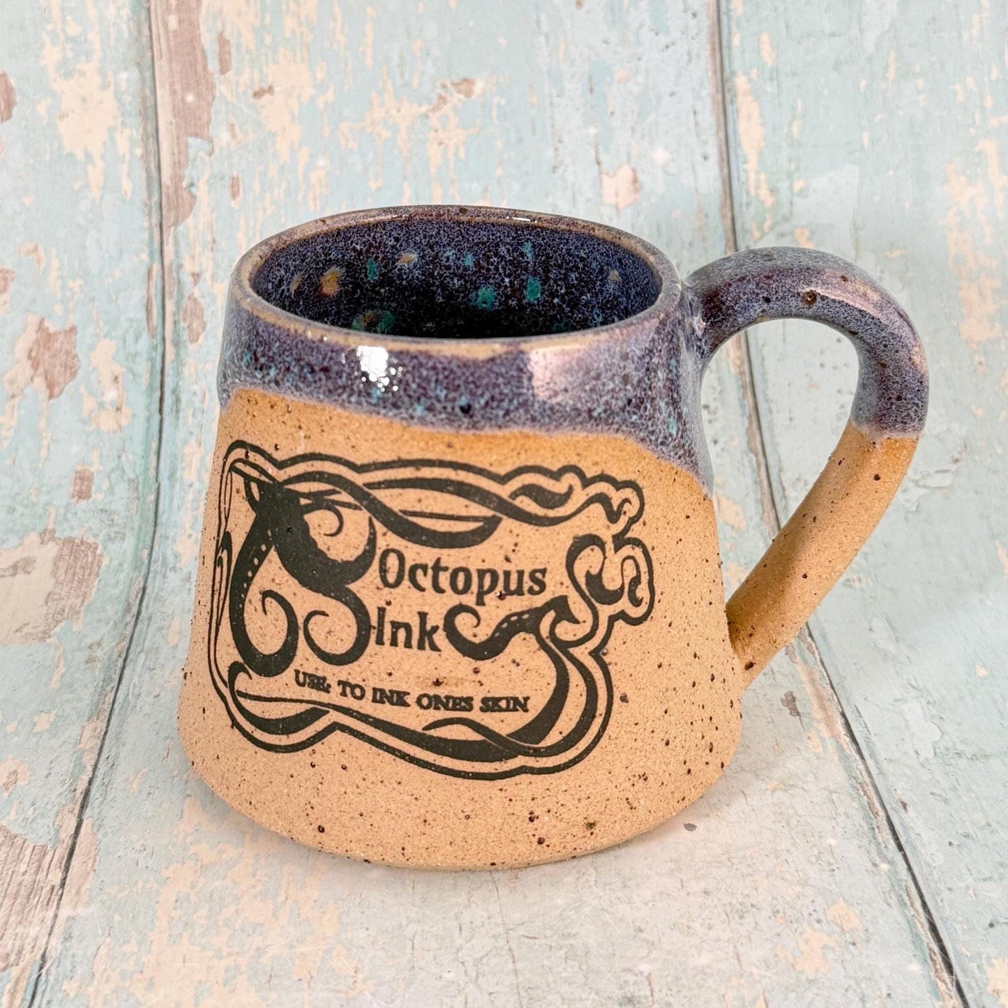 Purple Octopus Ink Halloween Witch Label Mug, Spooky Season Cup