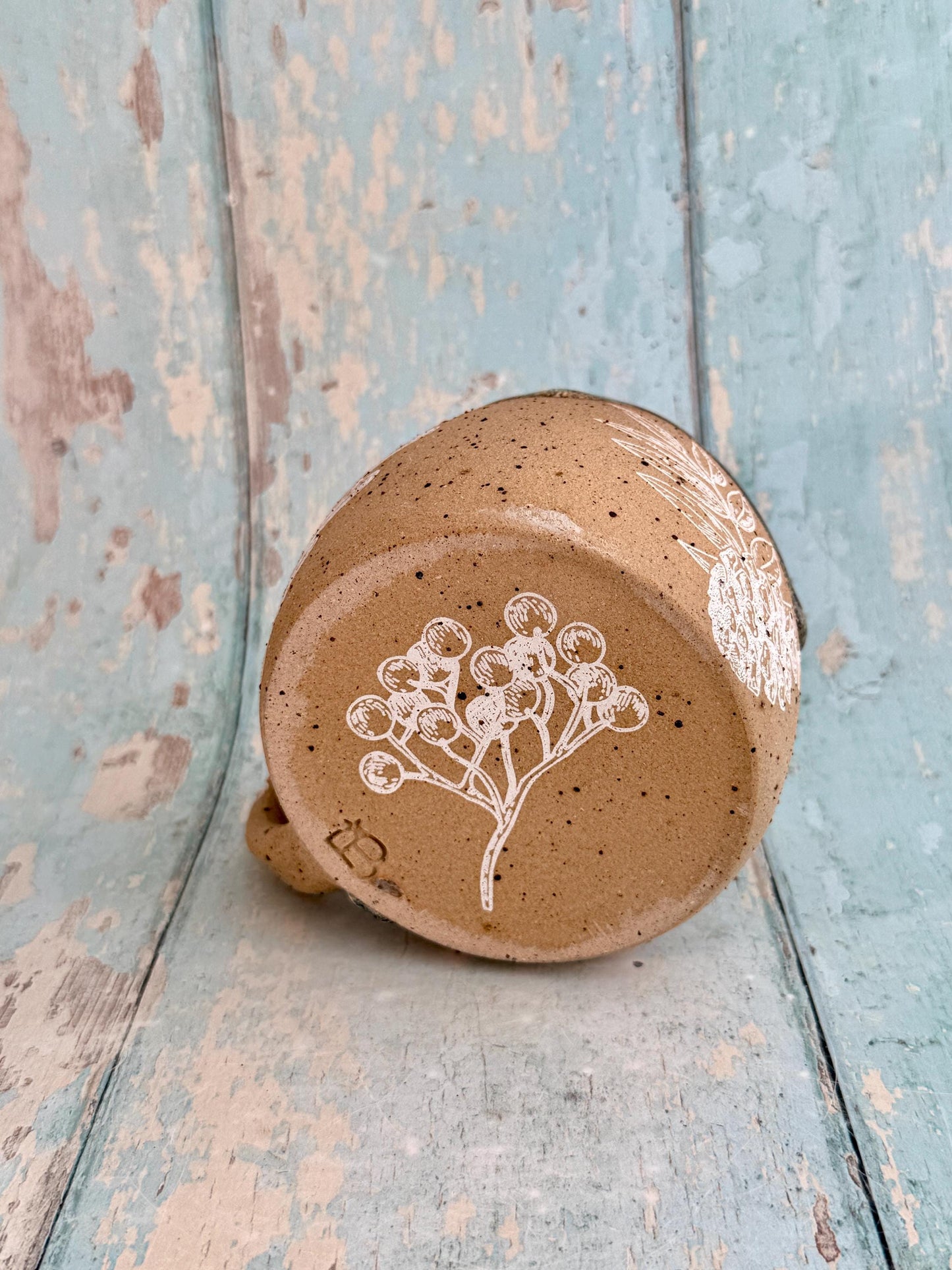 Blue Autumn Fall Mug,  Large Ceramic Cup