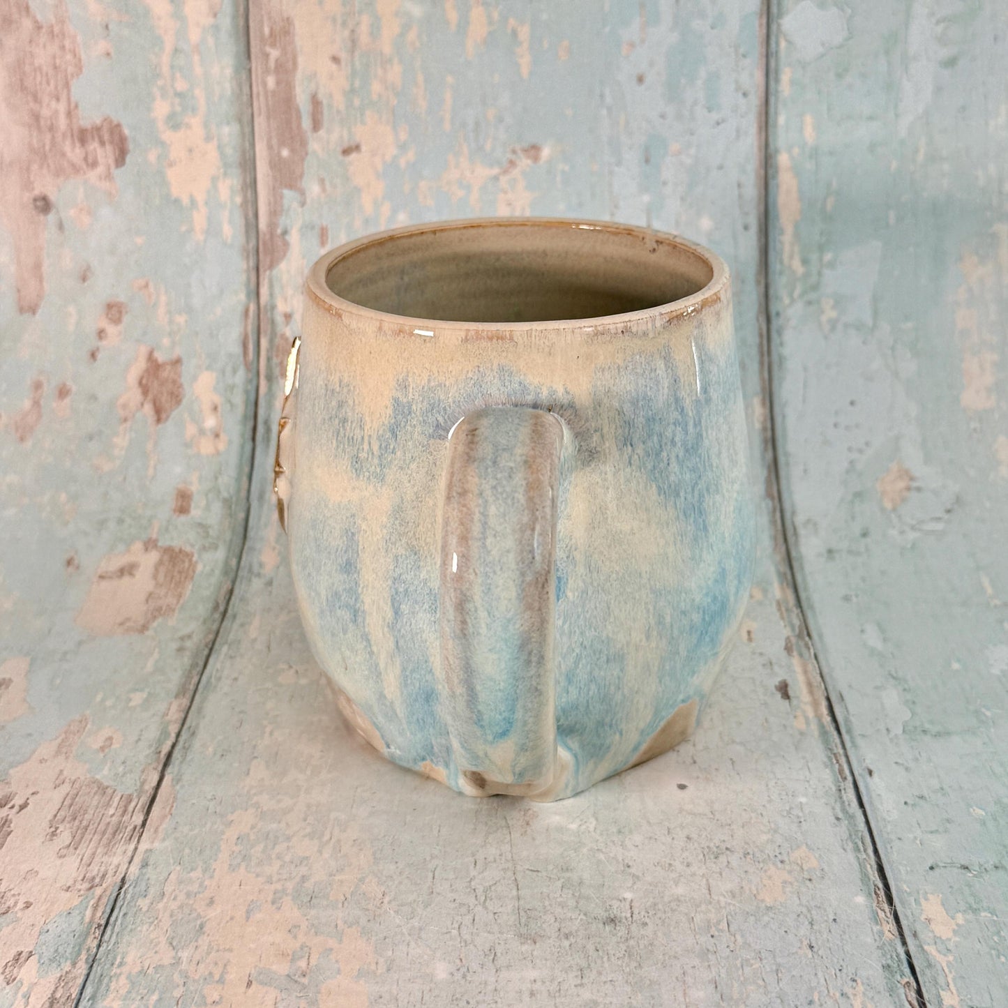 Blue and Gold Northern Star Mug, Handmade Ceramic Mug