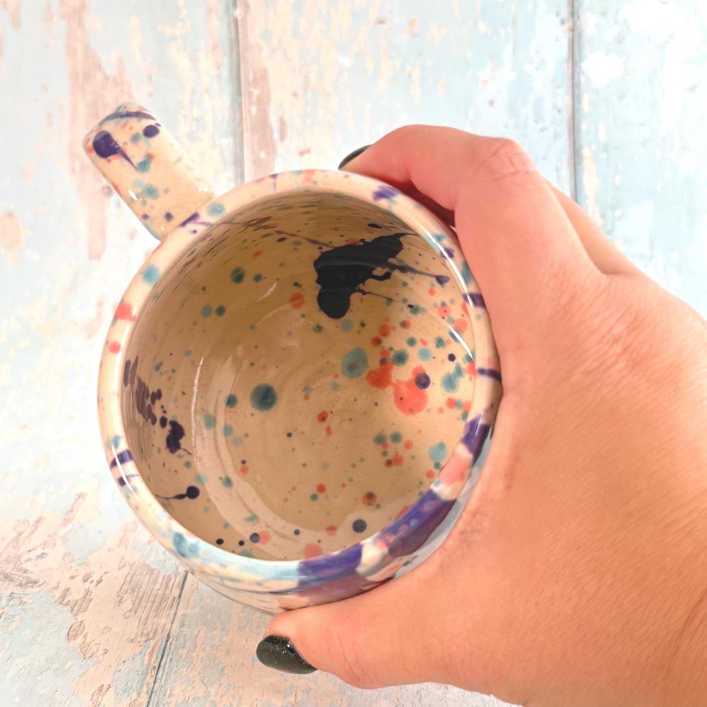 Purple & Pink Butterfly Mug, Handmade Ceramic Cup