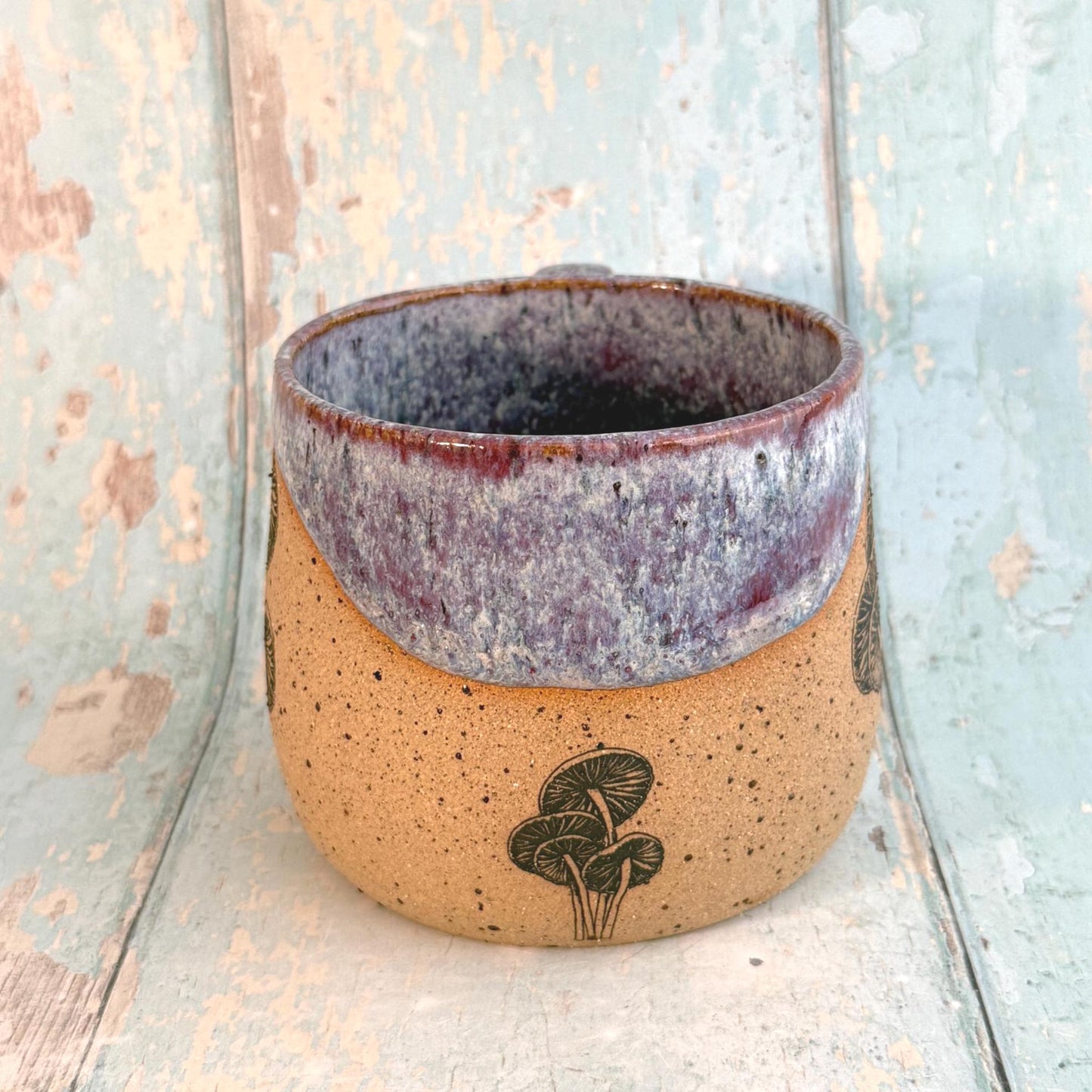 Purple Mushroom Mug, Fungi Ceramic Cup