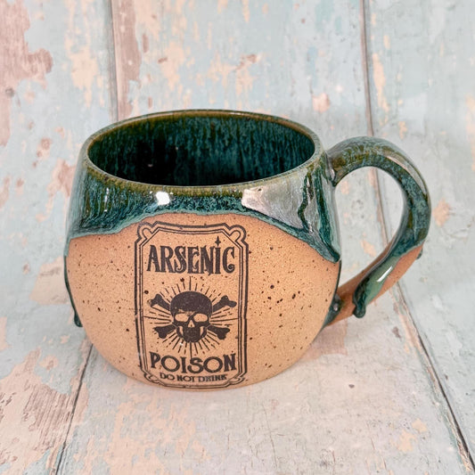 Green and Black "Poison" Witch Label Mug Halloween Spooky Season Cup