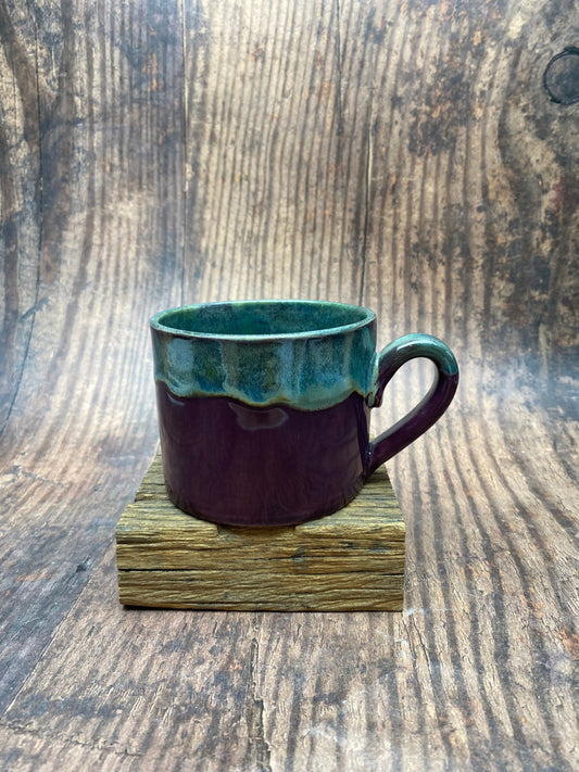 Purple and Green Mug, Large Ceramic Cup