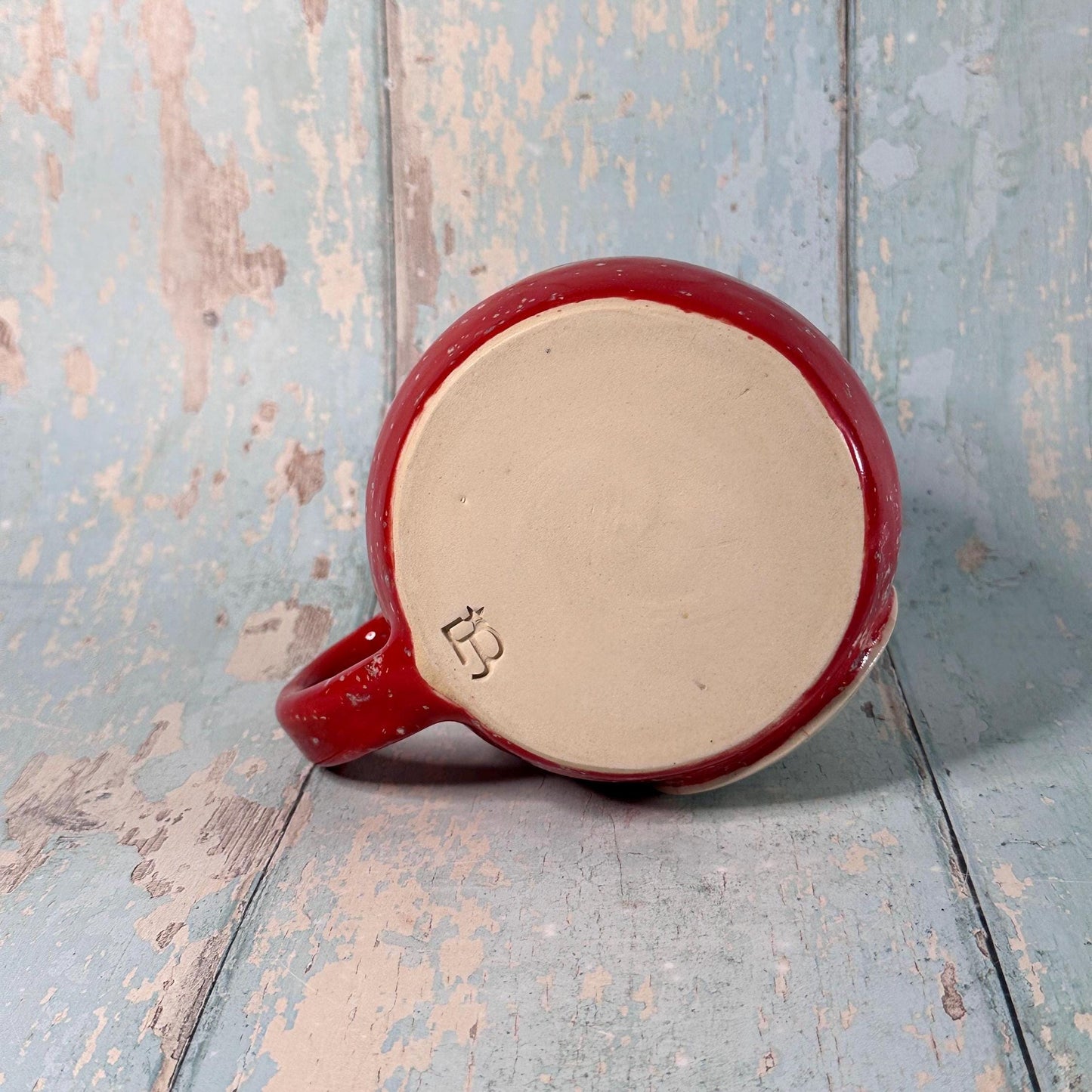 Red Christmas Snow Globe Mug, Handmade Ceramic Cup